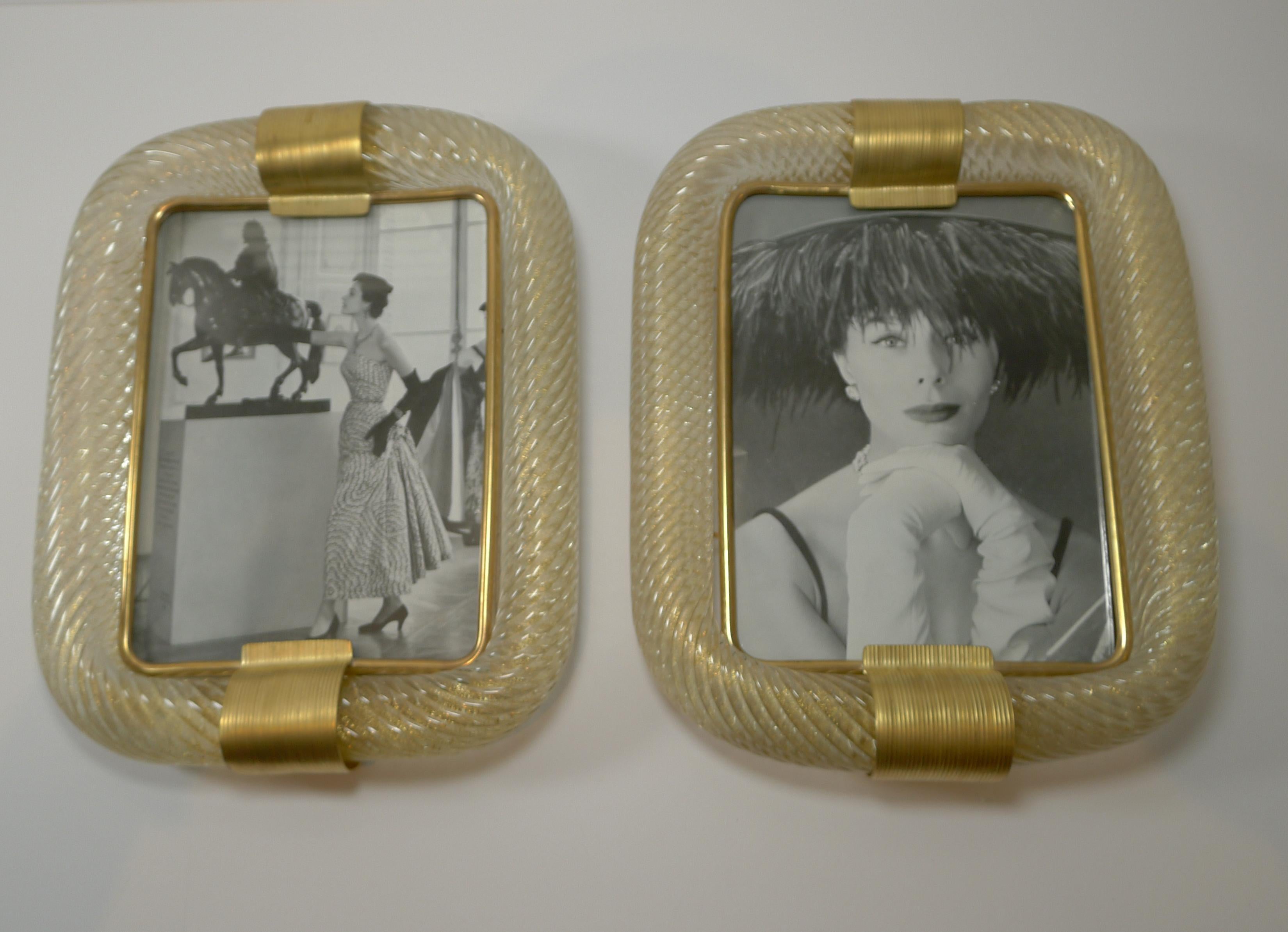 Rare Large Pair Murano / Venini Torchon Picture Frames, c.1950 For Sale 1