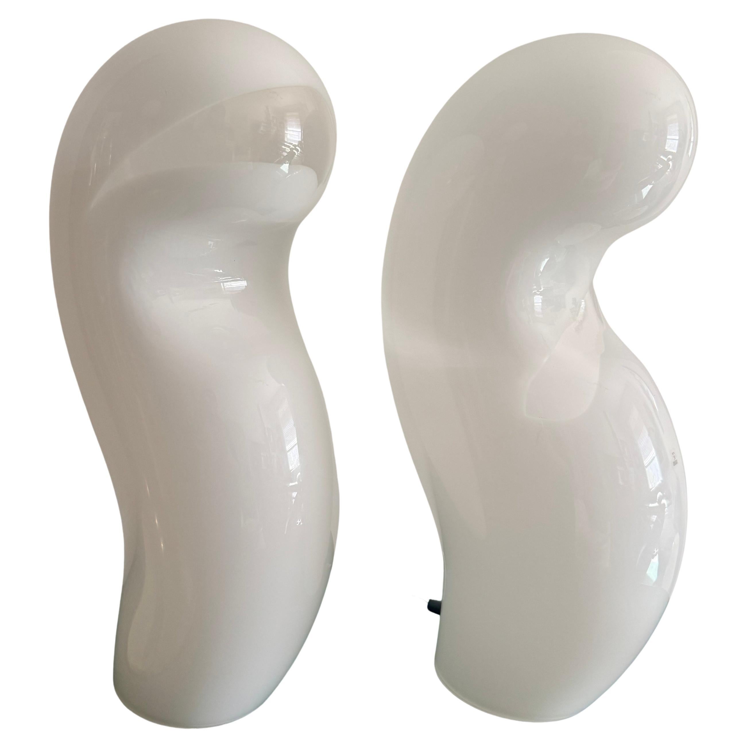 Rara coppia di lampade "fantasma" di Murano degli anni 
70, Gino Vistosi VM - Opalina soffiata a mano in vendita
