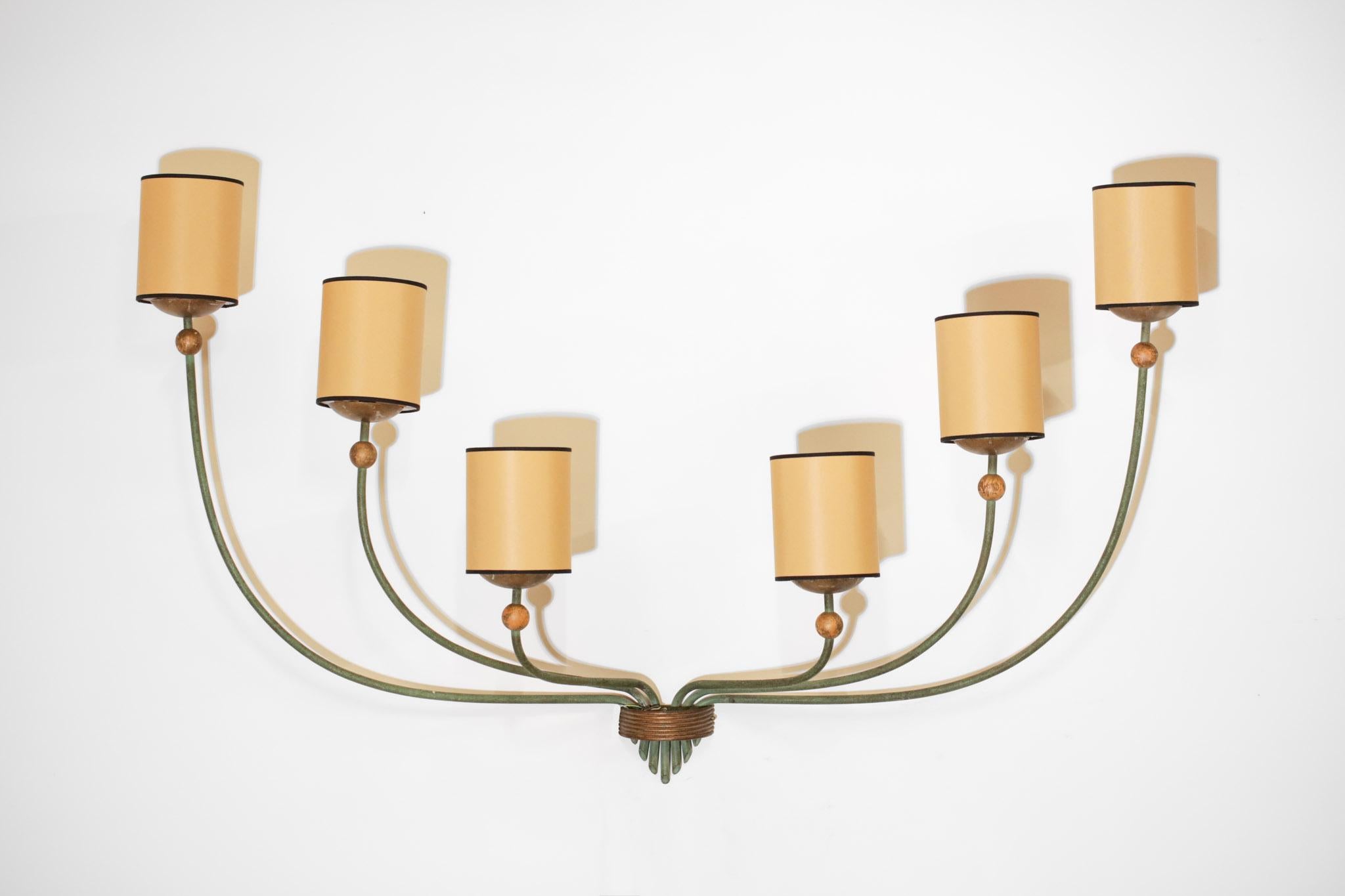 French Rare Large Pair of Art Deco Sconces from the 30's Jean Royère Style, A39
