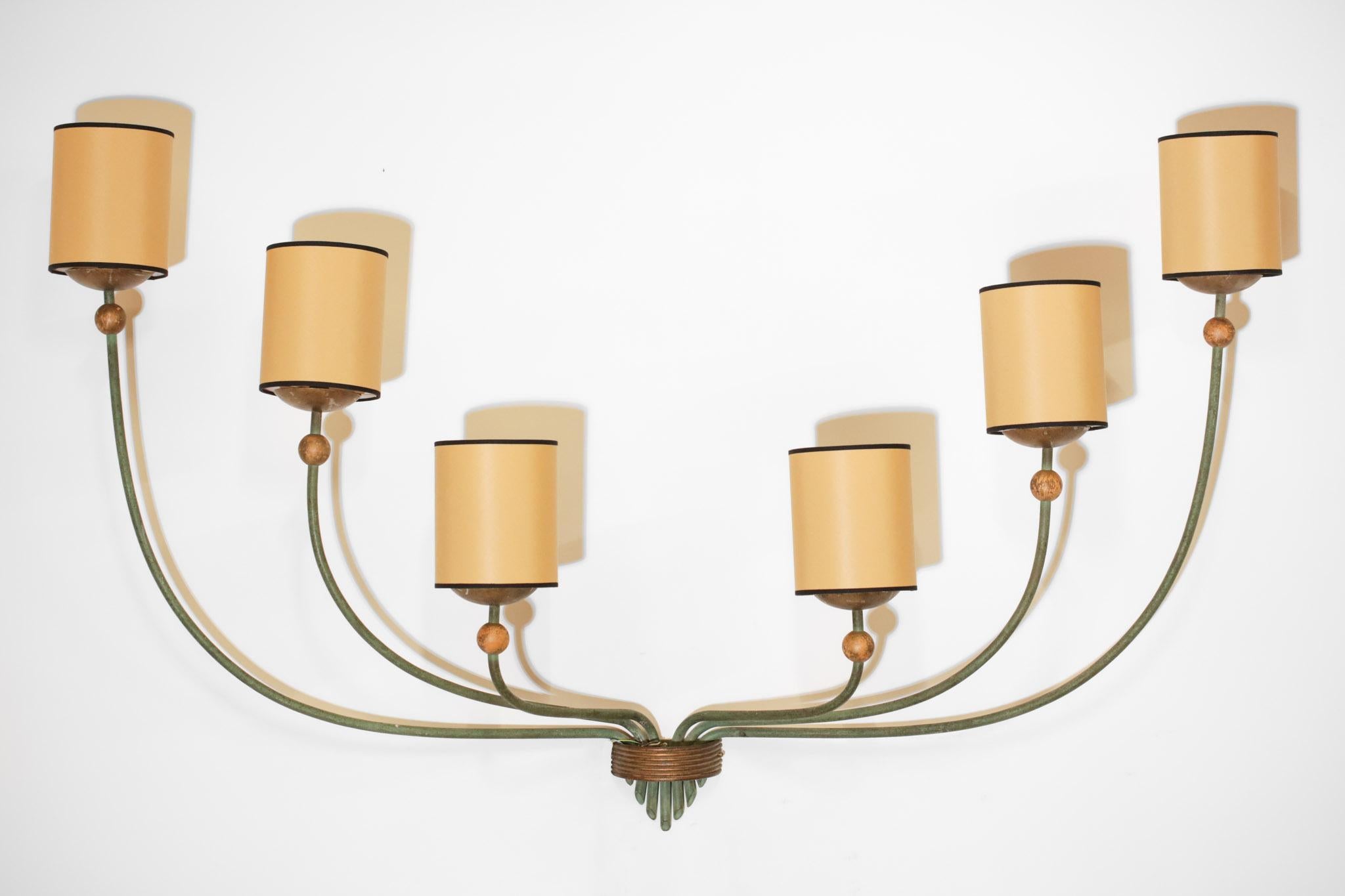 Rare Large Pair of Art Deco Sconces from the 30's Jean Royère Style, A39 In Good Condition In Lyon, FR
