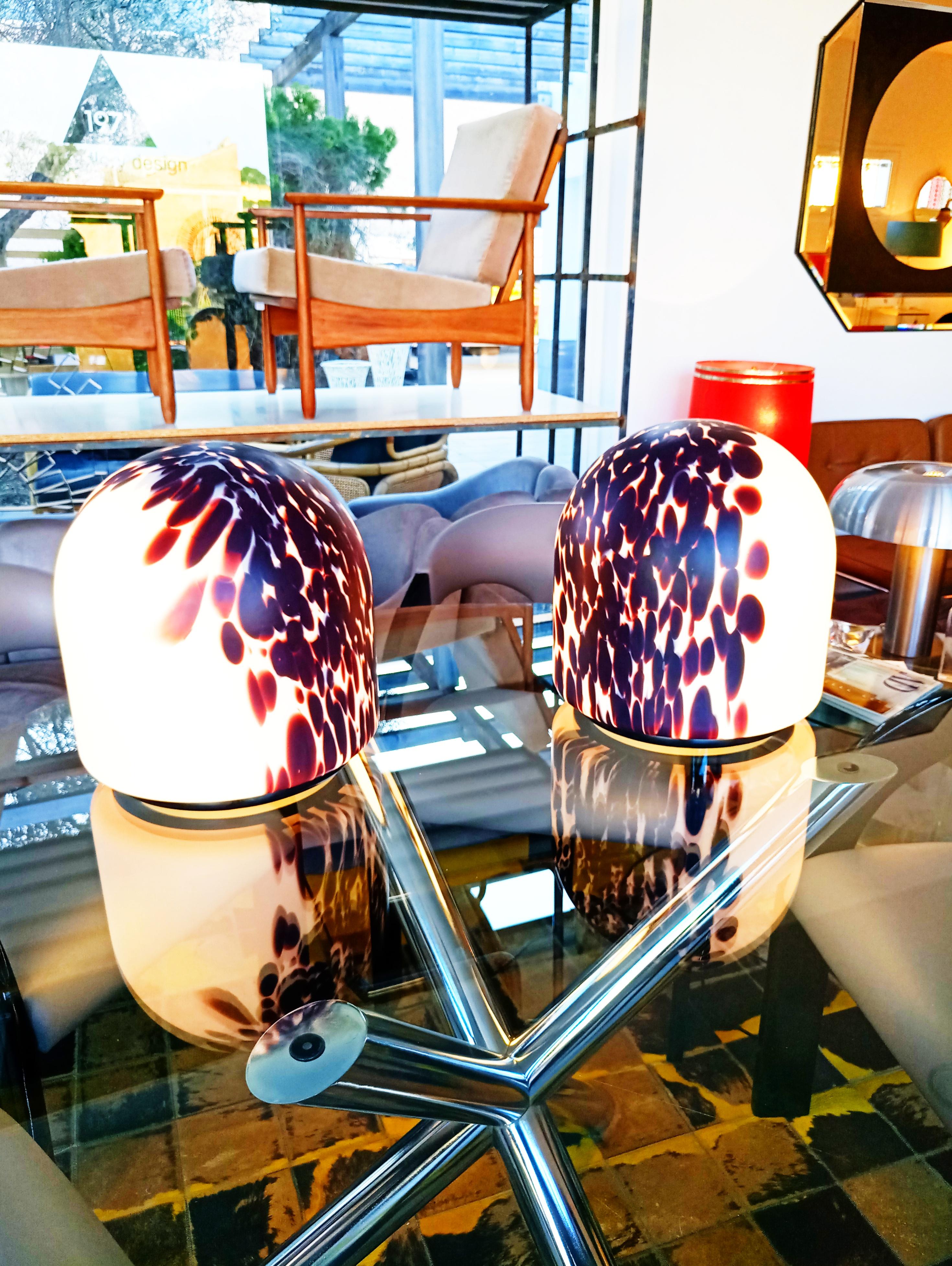 Rare Large Pair of Veart Murano Table Lamps by Giorgio De Ferrari, Italy, 1970s In Good Condition In L'Escala, ES