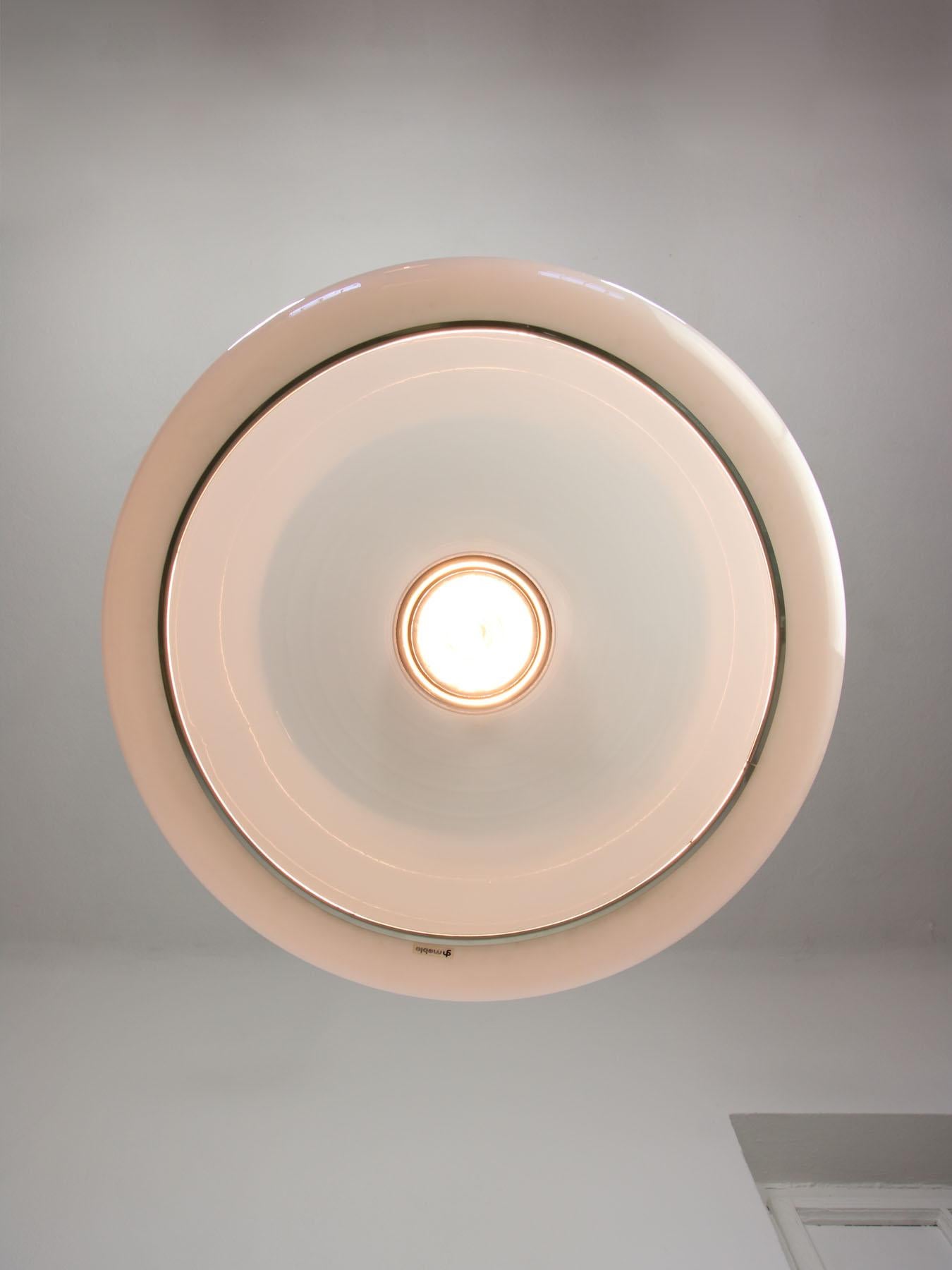 Italian Rare Large Pendant Space-Age Guzzini Lamp, 70s For Sale