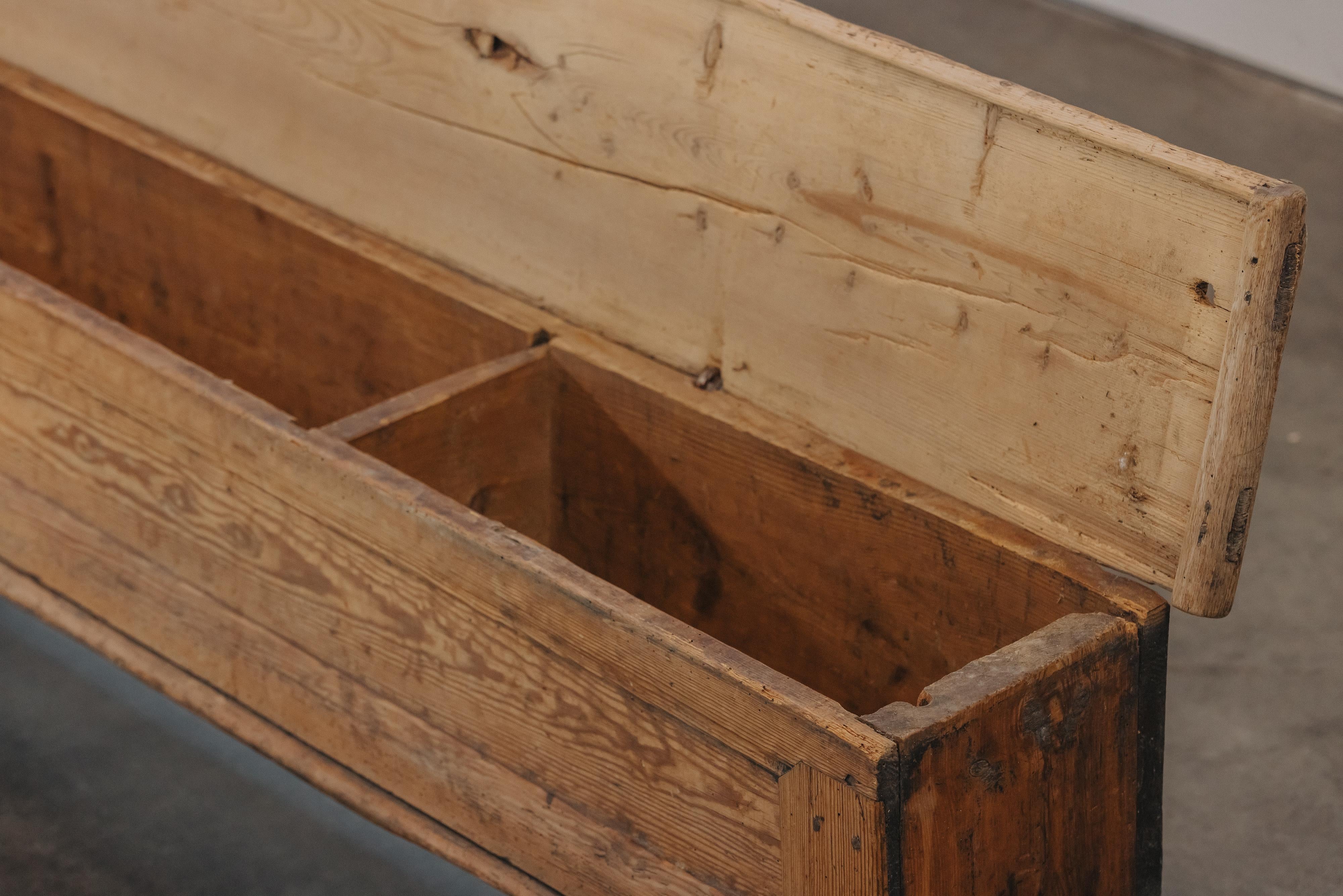 Rare Large Pine Primitive Bench From Norway, Circa 1750 For Sale 1