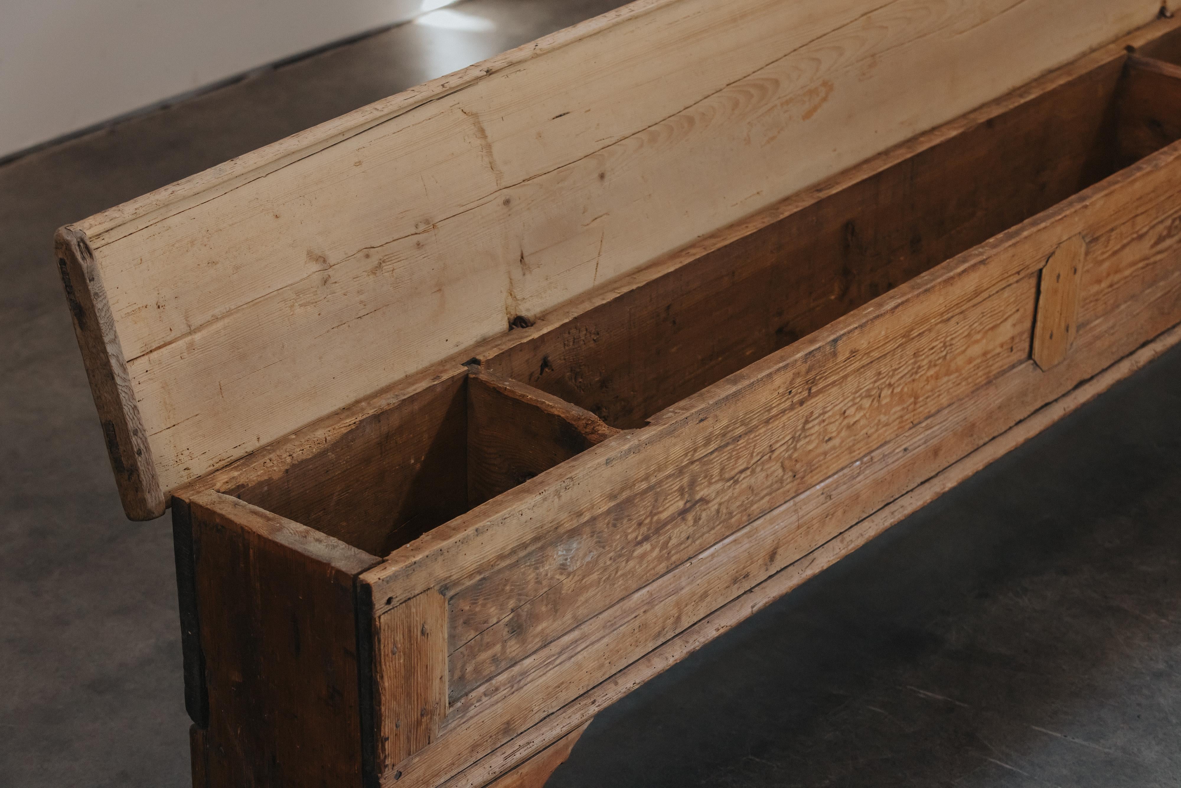 Rare Large Pine Primitive Bench From Norway, Circa 1750 For Sale 3