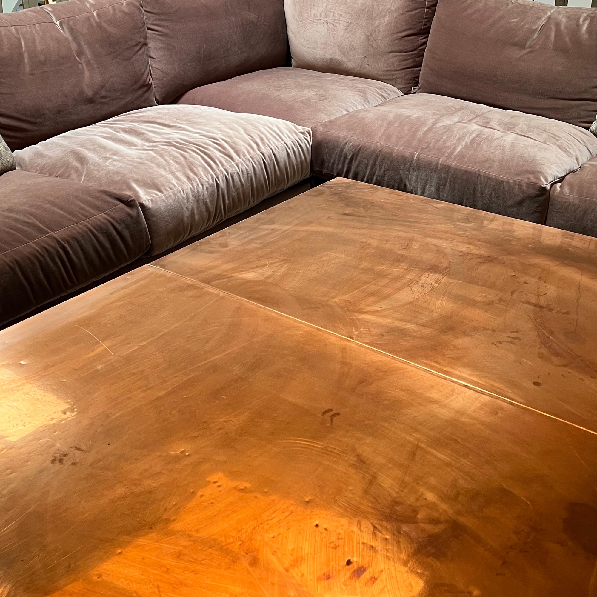 Rare Large Rectangle Copper Clad Coffee Table with Wooden Base 2