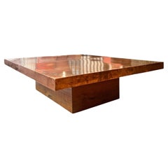 Rare Large Rectangle Copper Clad Coffee Table with Wooden Base