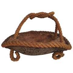 Rare Large Rope and Cork Fruits Basket Audoux Minet