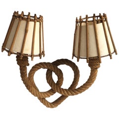 Large Rope & Rattan Heart Shape Sconce Adrien Audoux and Frida Minet