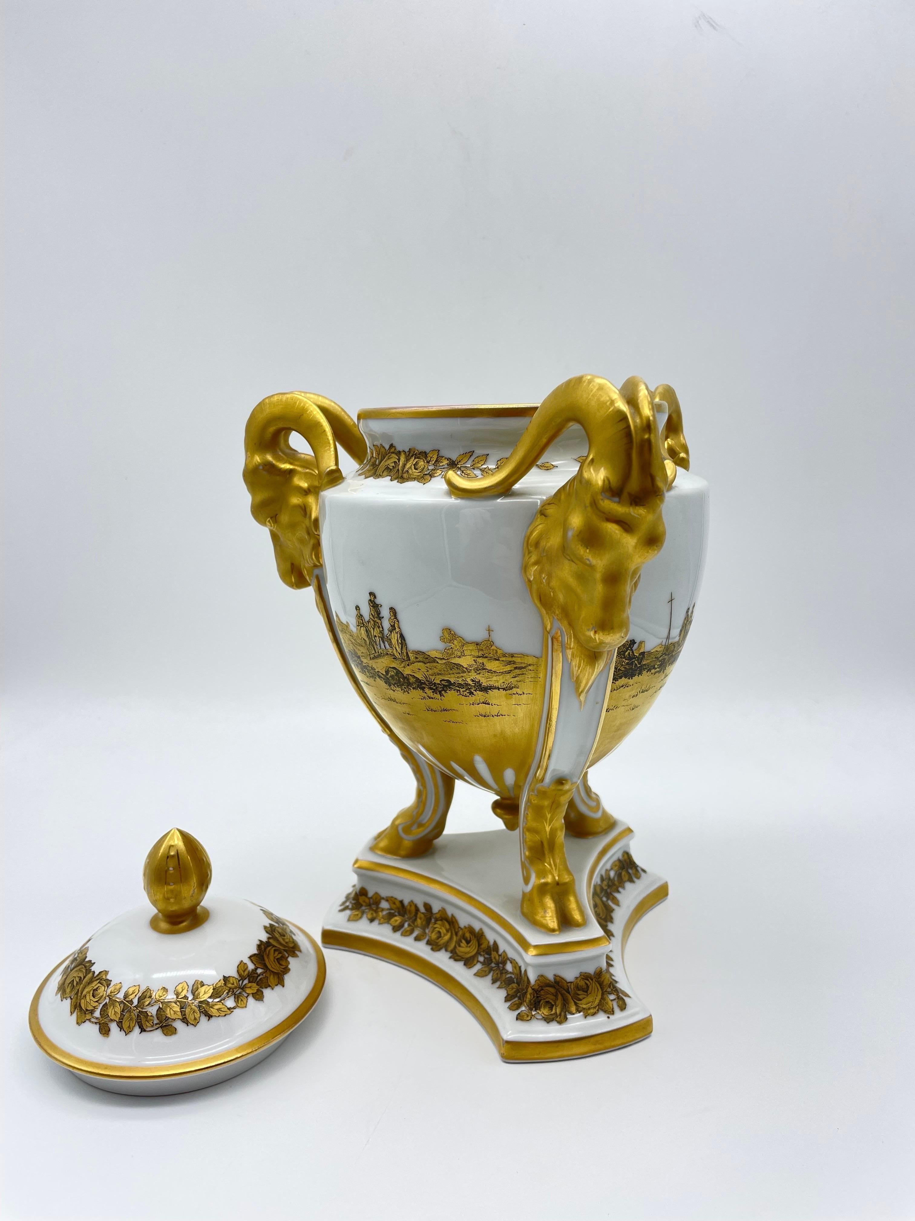 Porcelain Rare Large Rosenthal Lidded Vase, Capricorn Hisorism