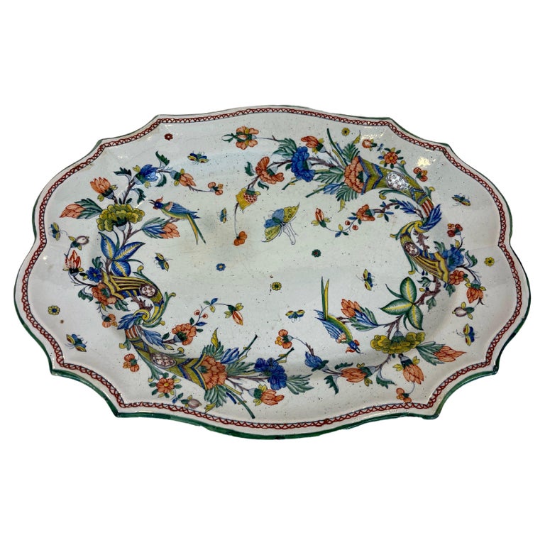 Rare Large Rouen Faïence Serving Platter For Sale at 1stDibs