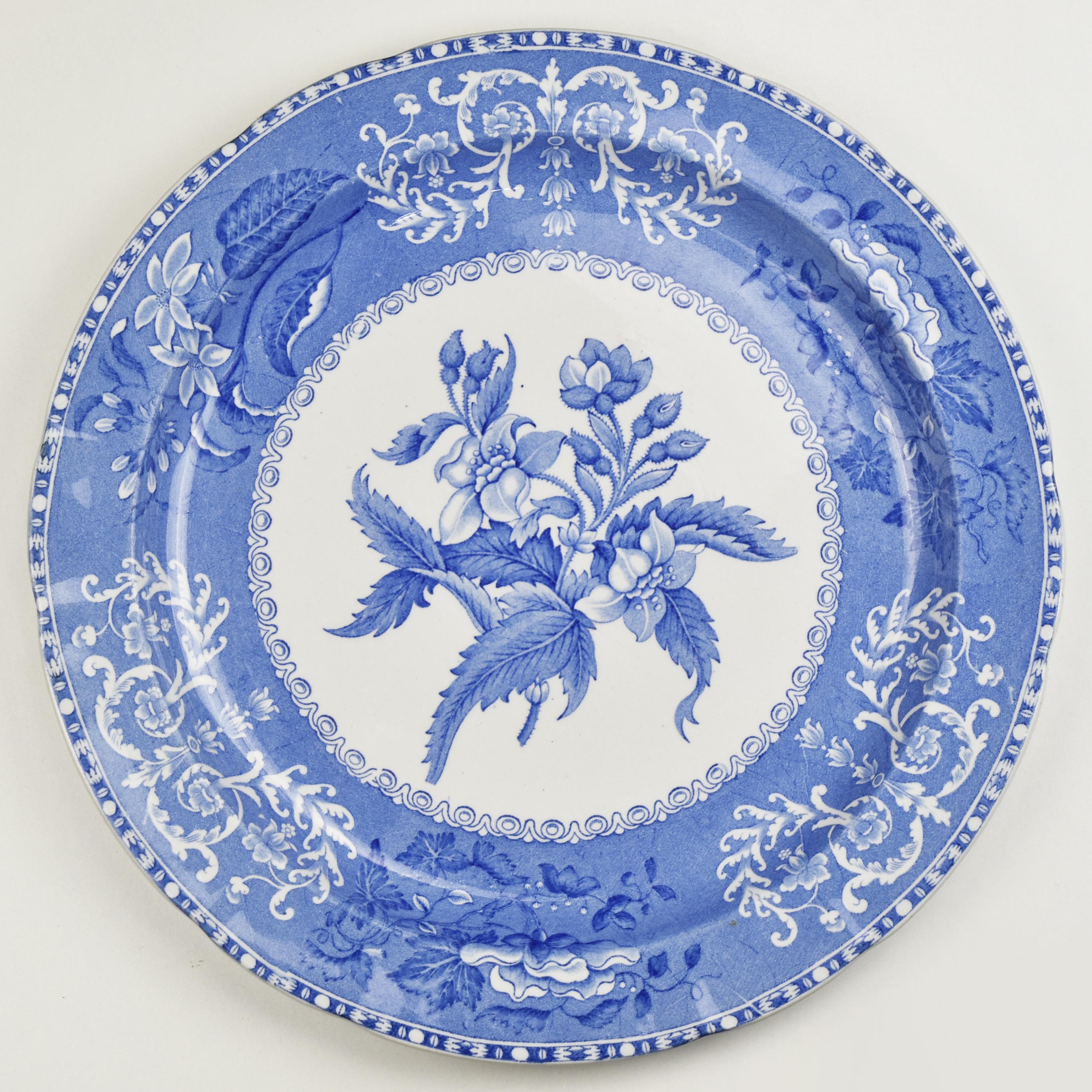 Victorian Rare Large Round Antique Spode Serving Platter Dish Plate Camilla Transferware For Sale