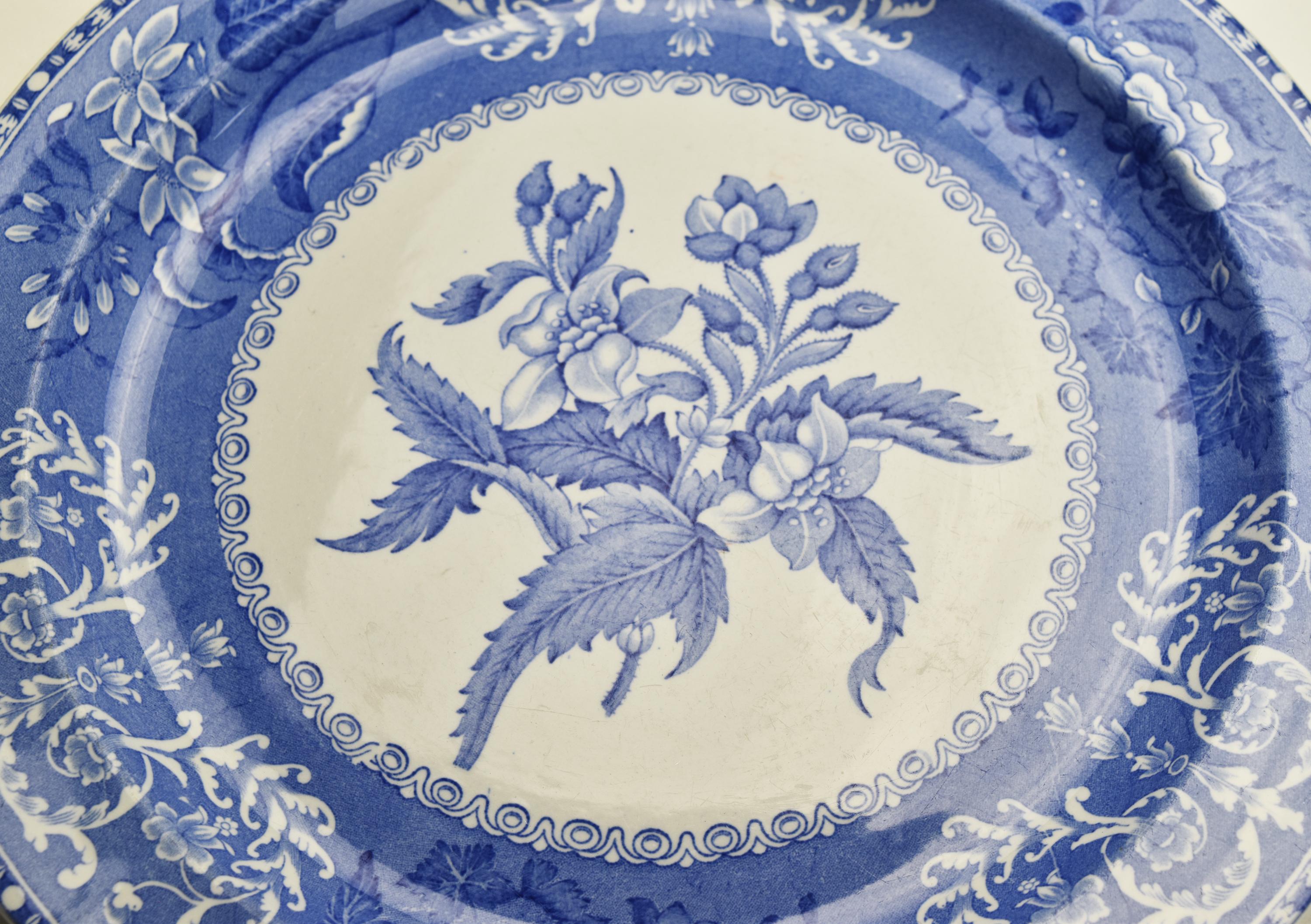 Late 19th Century Rare Large Round Antique Spode Serving Platter Dish Plate Camilla Transferware For Sale