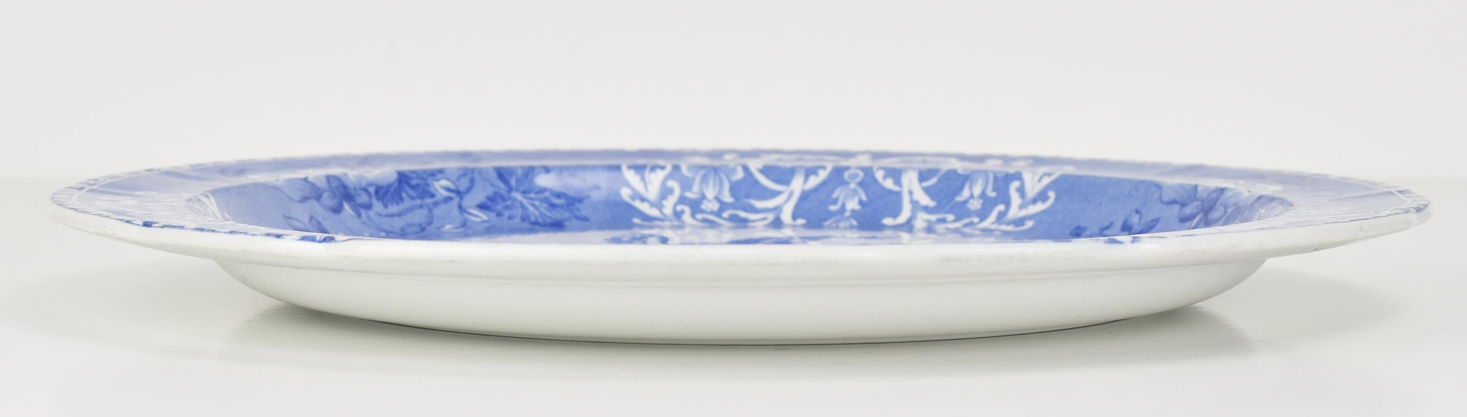 Ceramic Rare Large Round Antique Spode Serving Platter Dish Plate Camilla Transferware For Sale