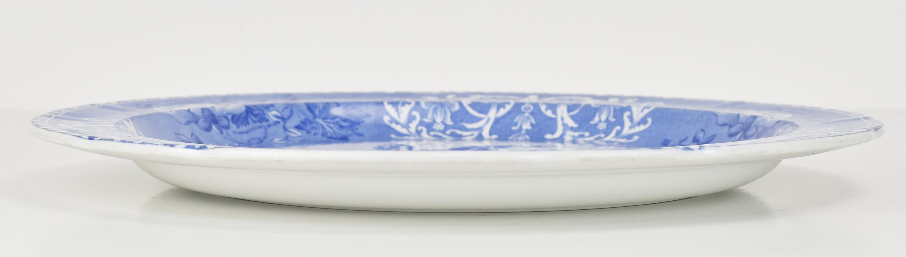 Seltene große runde antike Spode Servierplatte/Schale/Schale/Schale mit Camilla Transferware (Keramik) im Angebot