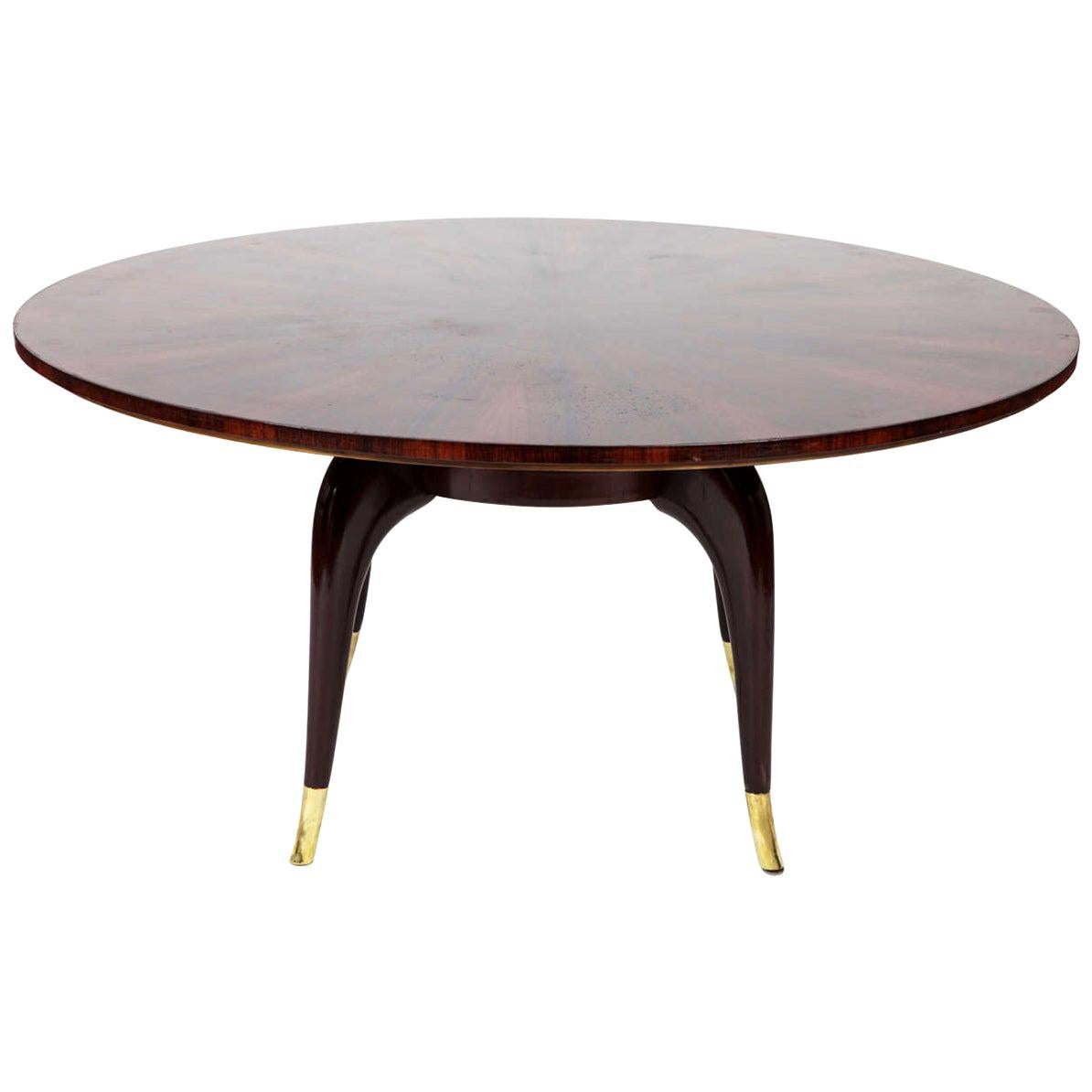 Rare Large Round Mahogany Coffee Table Attributed to Paolo Buffa, 1940