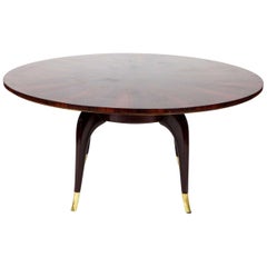 Vintage Rare Large Round Mahogany Coffee Table Attributed to Paolo Buffa, 1940