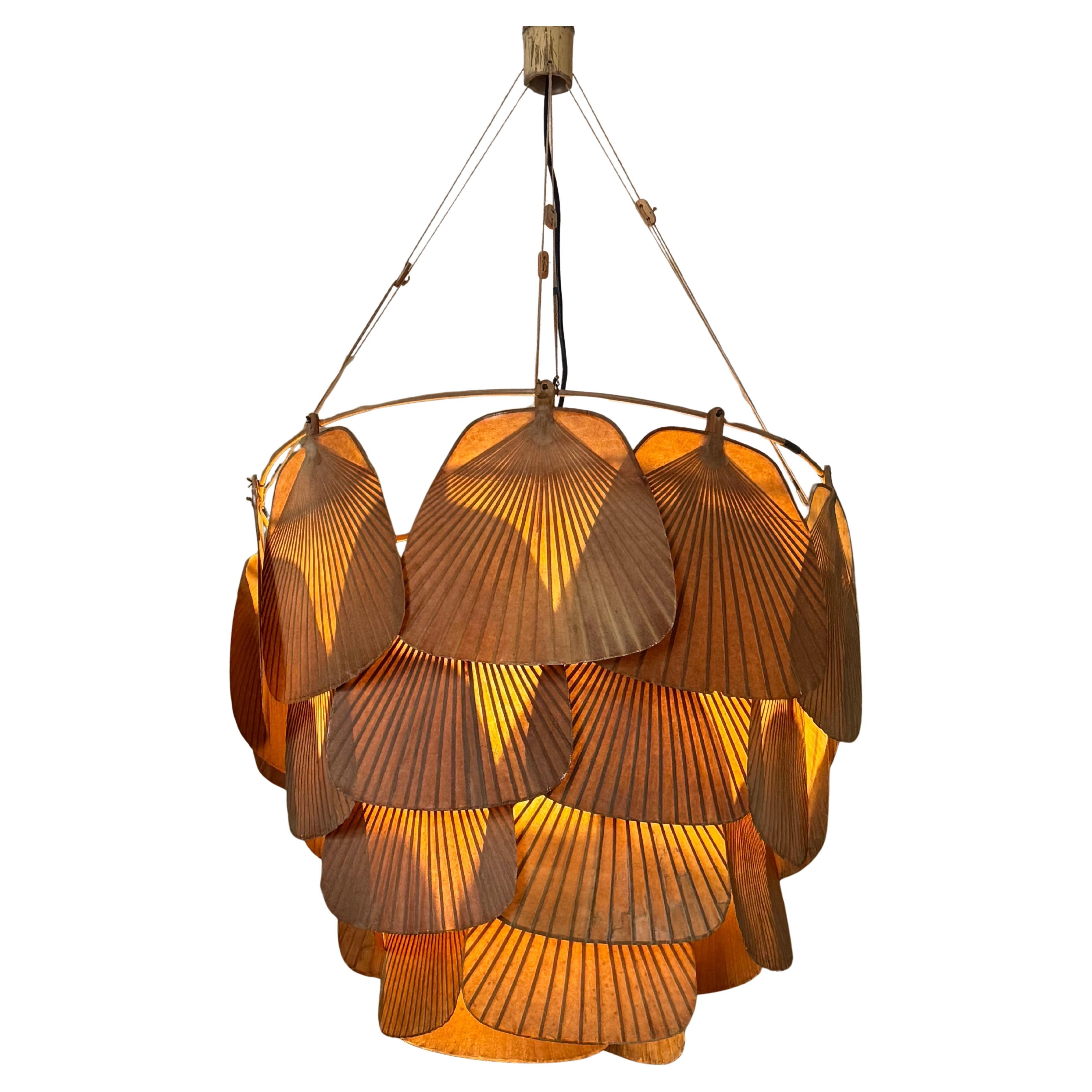 Rare Large "SAN -JU" Uchiwa Light Fixture by Ingo Maurer, 1970s