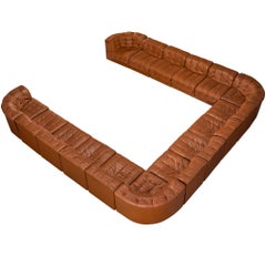 Rare Large-Scale De Sede DS 11 Modular Sofa Consisting of Sixteen Elements