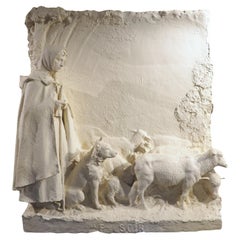 Rare Large Scale Pastoral Plaster Sculpture from Loriol-du-Comtat, France, 1914