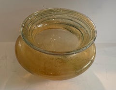 Rare Large Scavo Yellow Green Art Glass Vase Seguso Vetri d'Arte Murano Italy