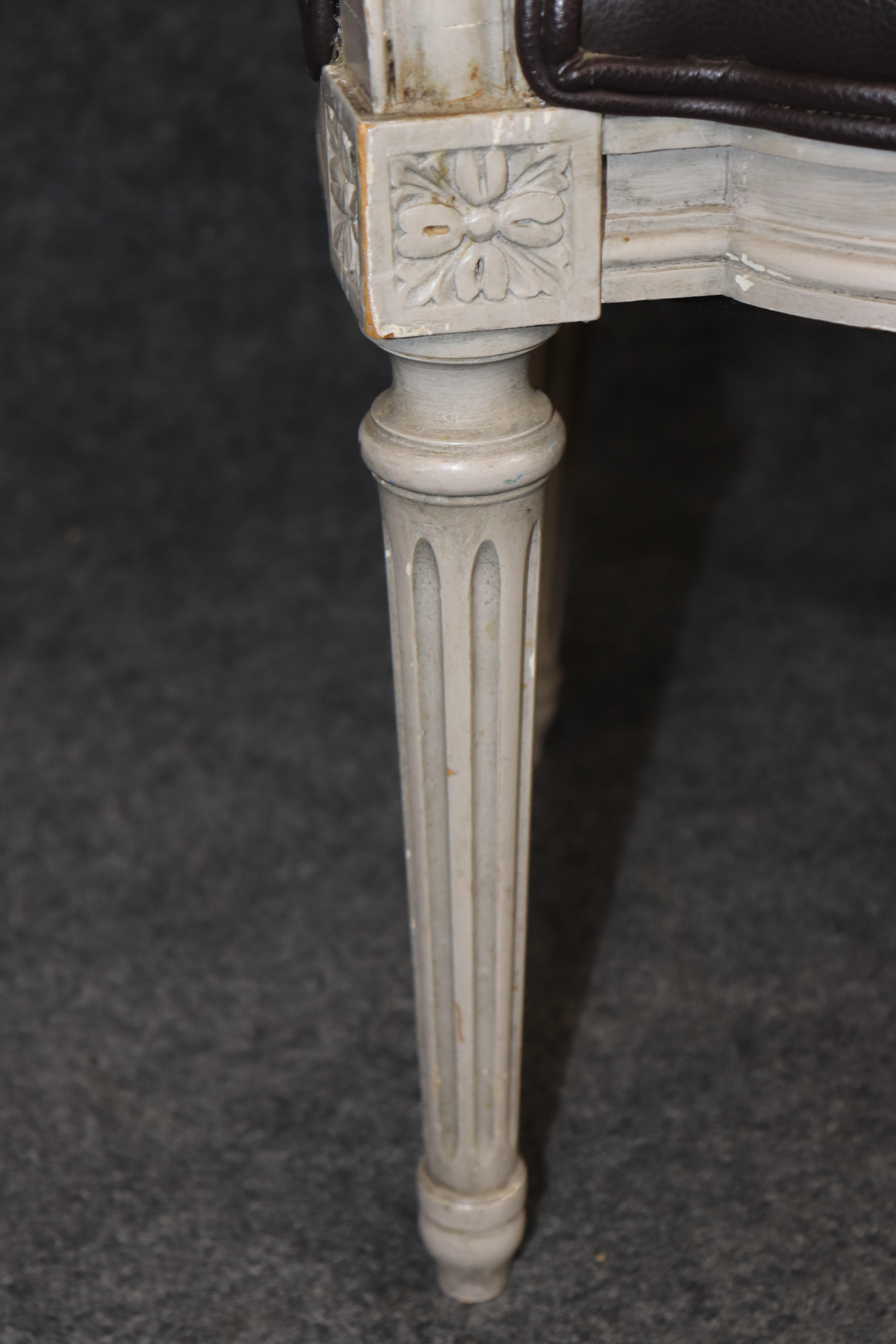 Rare Large Set of 10 Distressed Maison Jansen Style Painted Dining Chairs For Sale 3