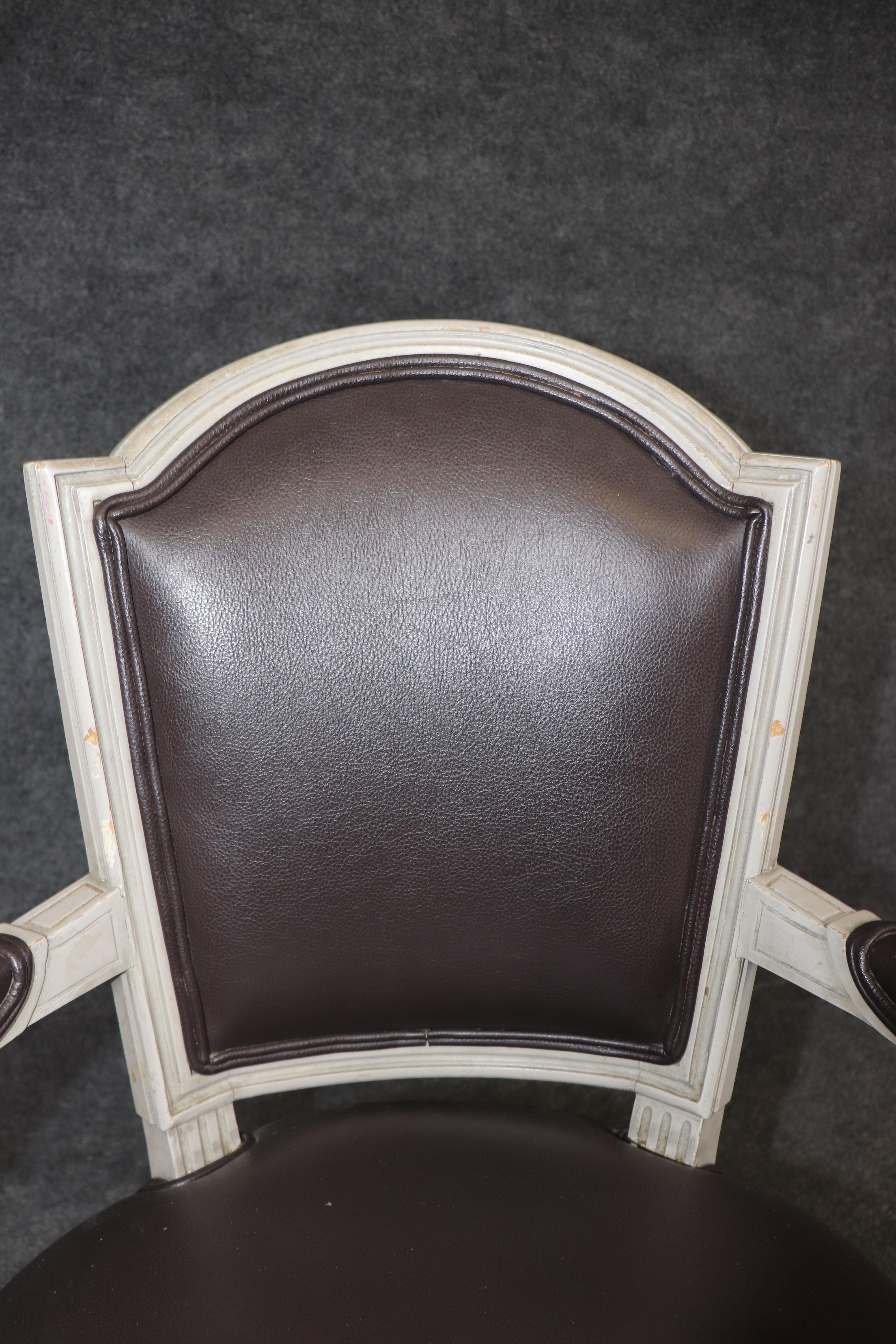Rare Large Set of 10 Distressed Maison Jansen Style Painted Dining Chairs For Sale 5