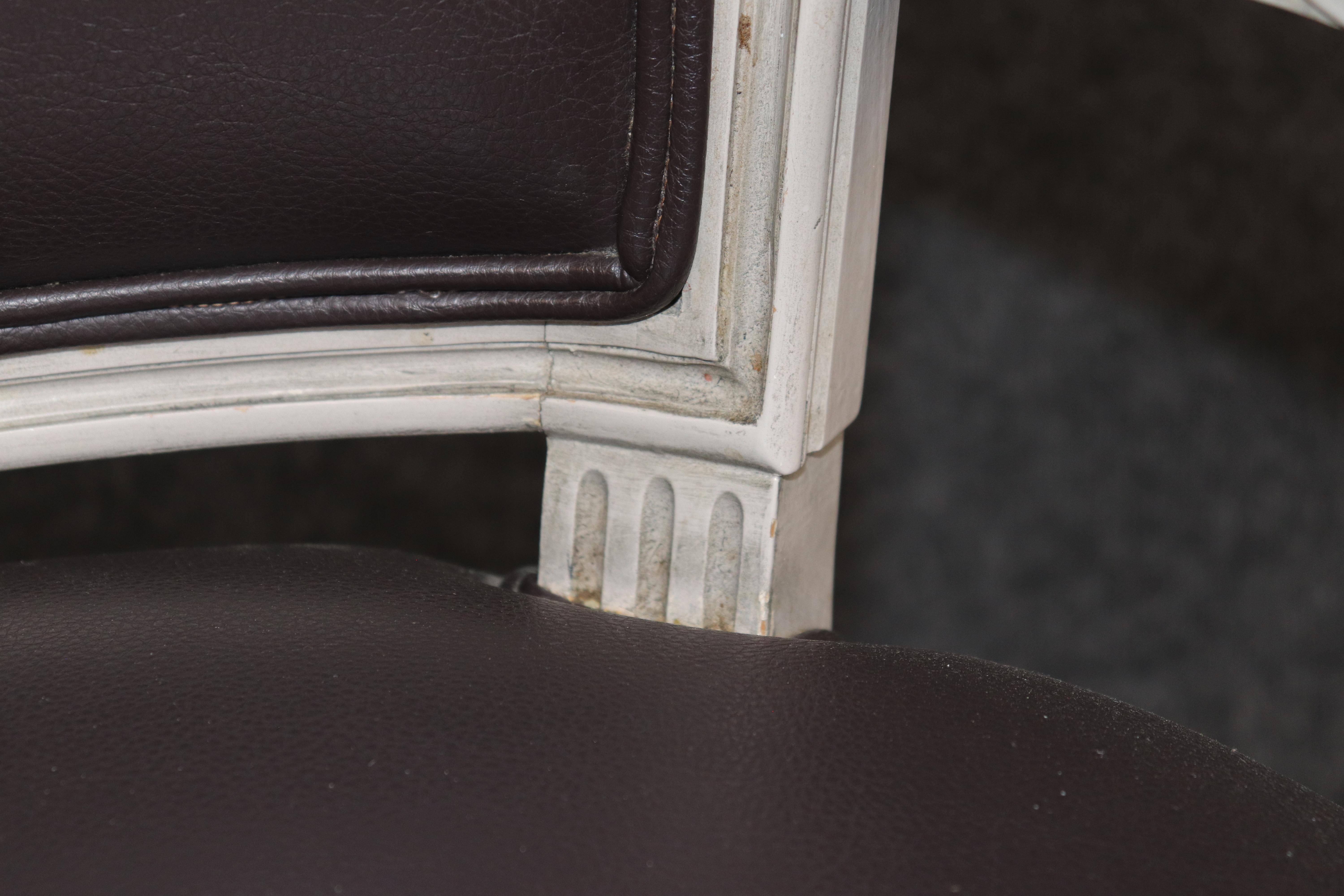 Rare Large Set of 10 Distressed Maison Jansen Style Painted Dining Chairs For Sale 8