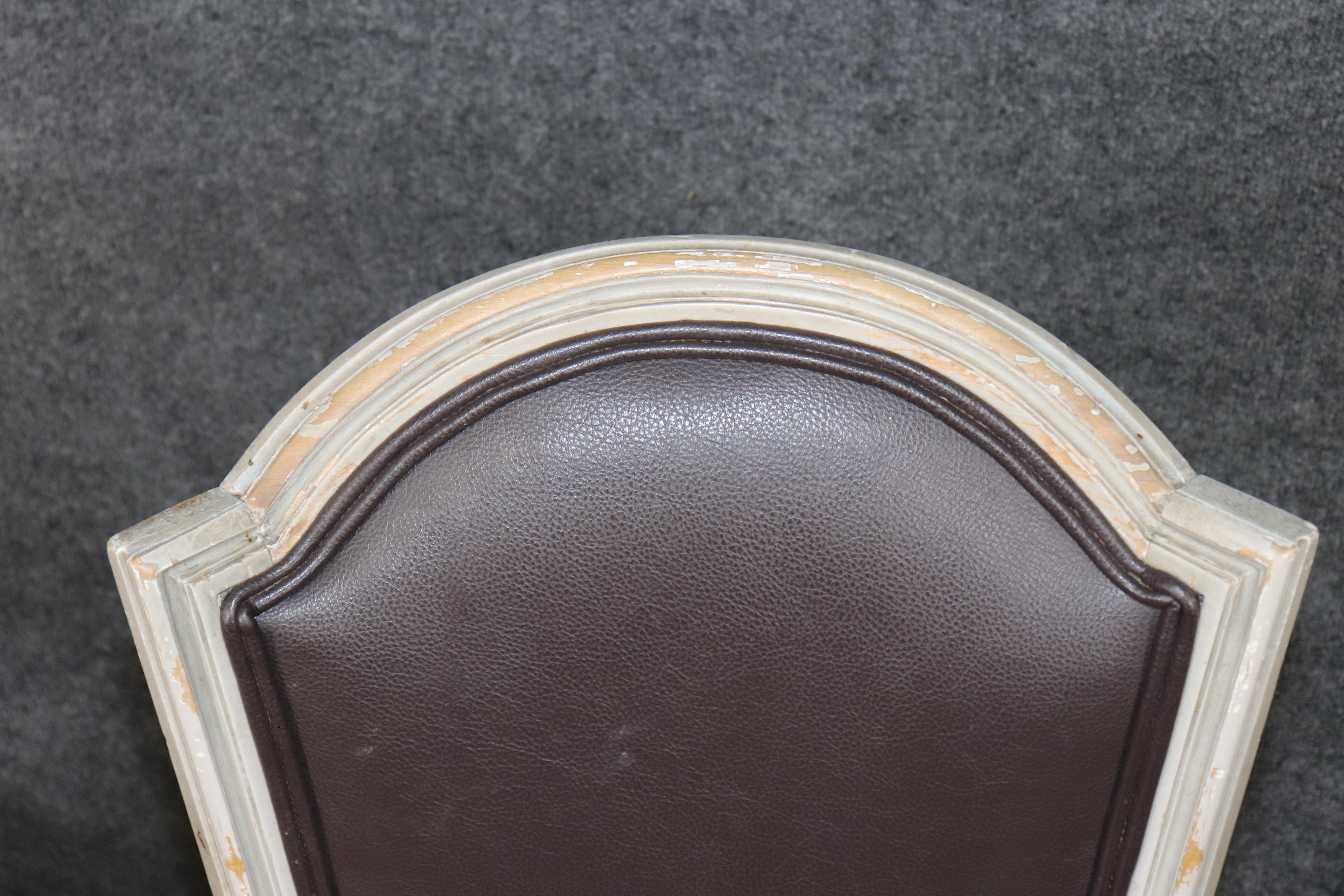 Rare Large Set of 10 Distressed Maison Jansen Style Painted Dining Chairs For Sale 10
