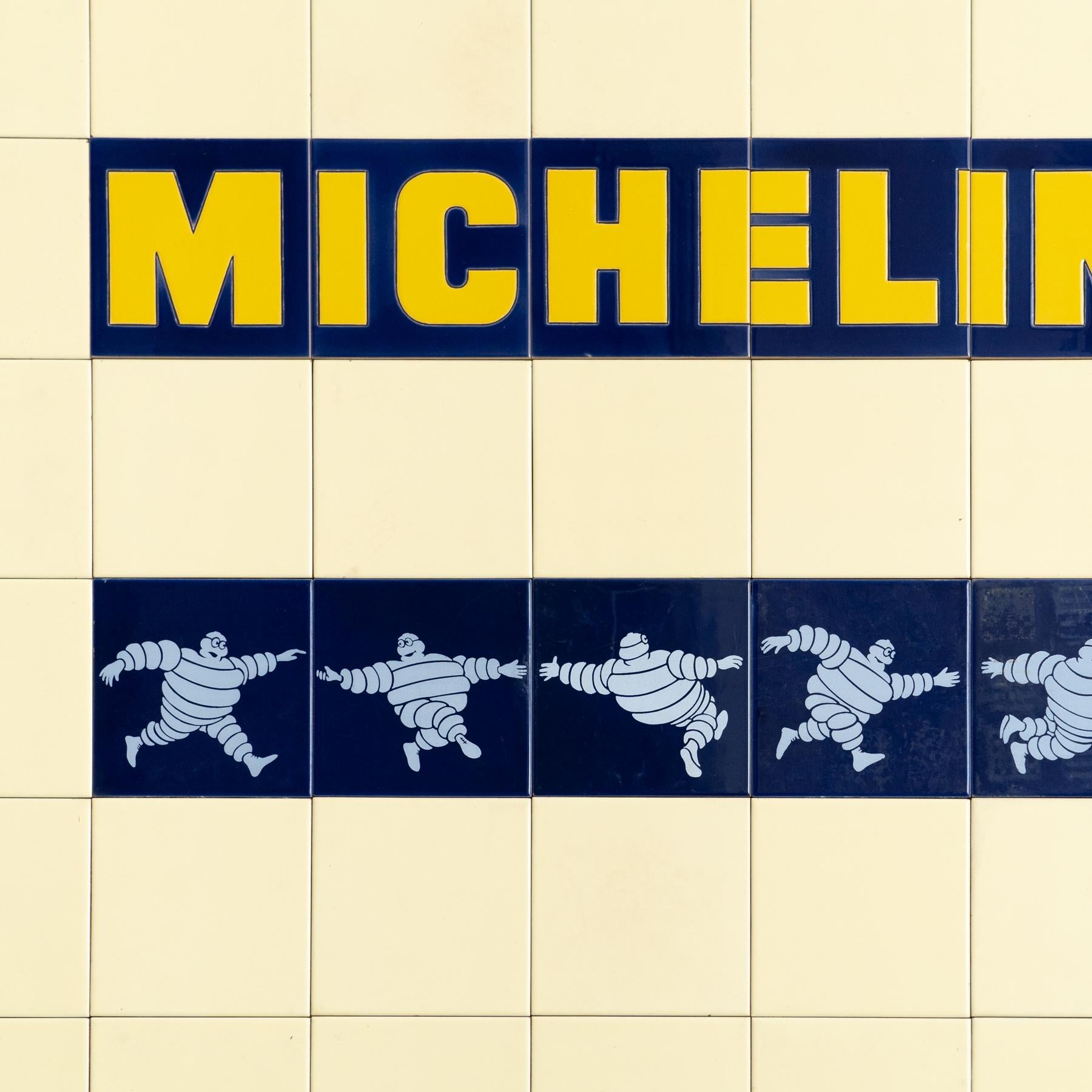 Rare Large Set of Vintage Michelin Man Tiles, circa 1960 5