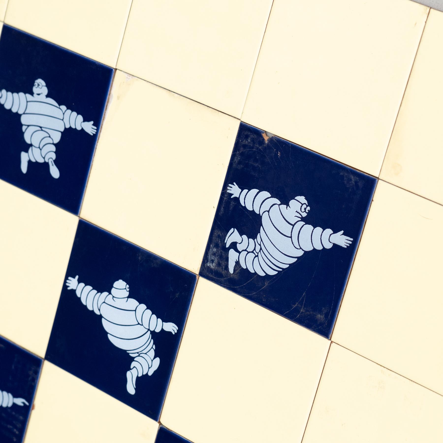 Spanish Rare Large Set of Vintage Michelin Man Tiles, circa 1960 For Sale