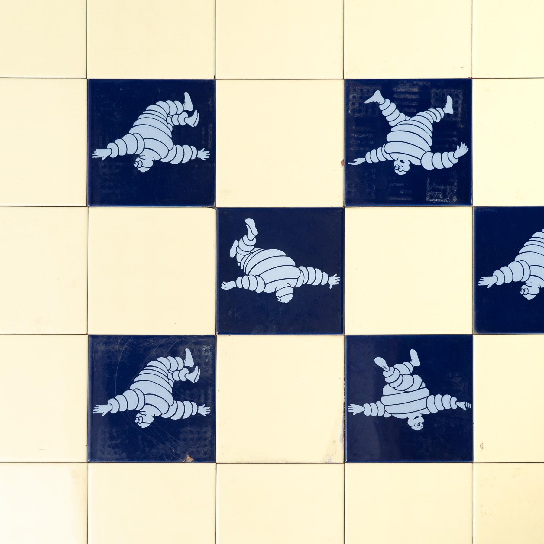 Rare Large Set of Vintage Michelin Man Tiles, circa 1960 In Good Condition For Sale In Barcelona, ES