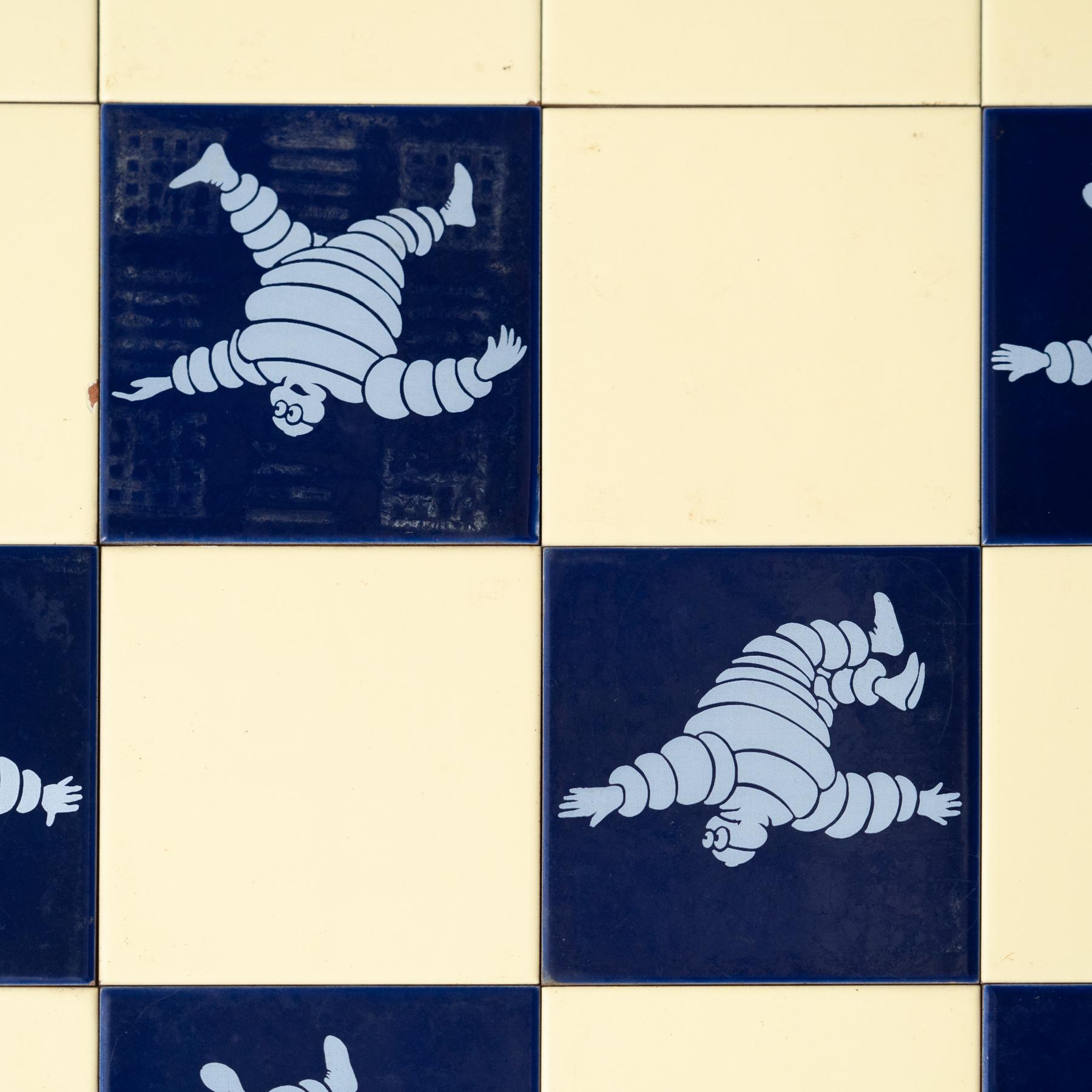 Mid-20th Century Rare Large Set of Vintage Michelin Man Tiles, circa 1960 For Sale