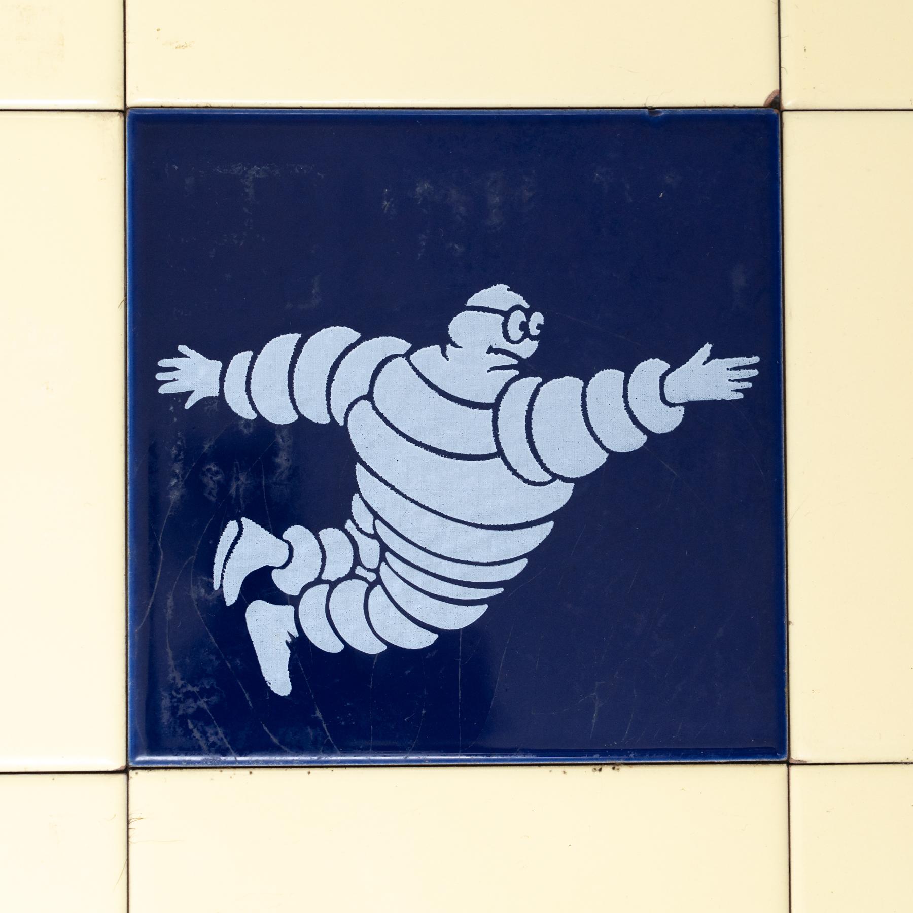 Contemporary Rare Large Set of Vintage Michelin Man Tiles, circa 1960 For Sale