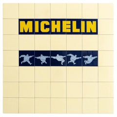 Rare Large Set of Vintage Michelin Man Tiles, circa 1960