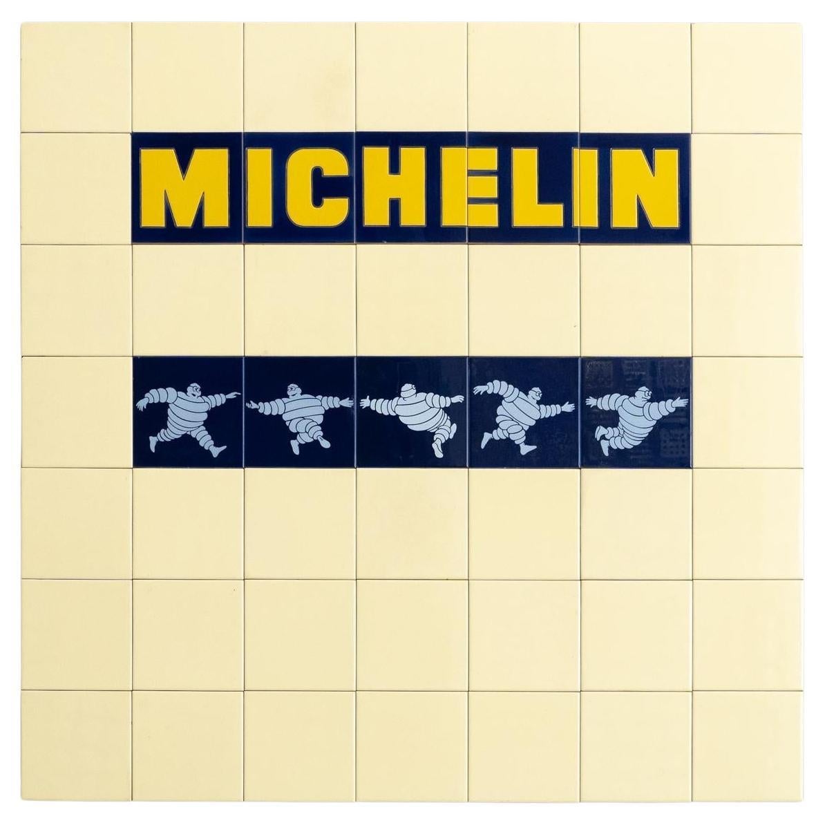 Rare Large Set of Vintage Michelin Man Tiles, circa 1960
