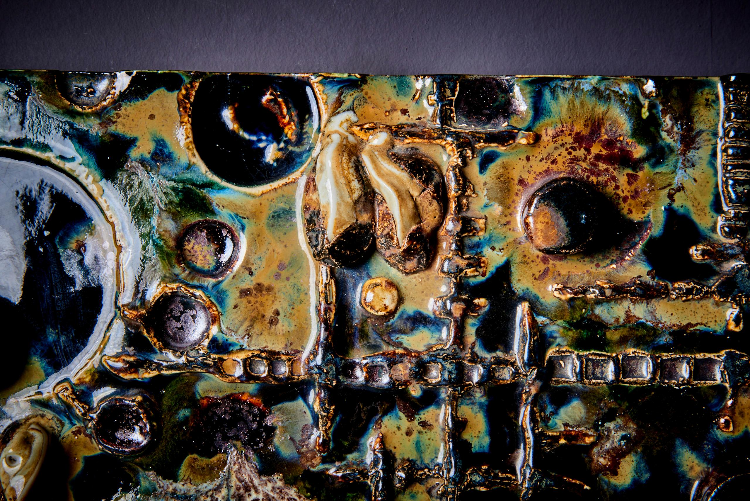 raro panel de cerámica mural grande firmado por Schaeffenacker Moderno de mediados de siglo en venta