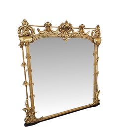 Rare Large Size 19th Century Castle or Country House Overmantel Mirror