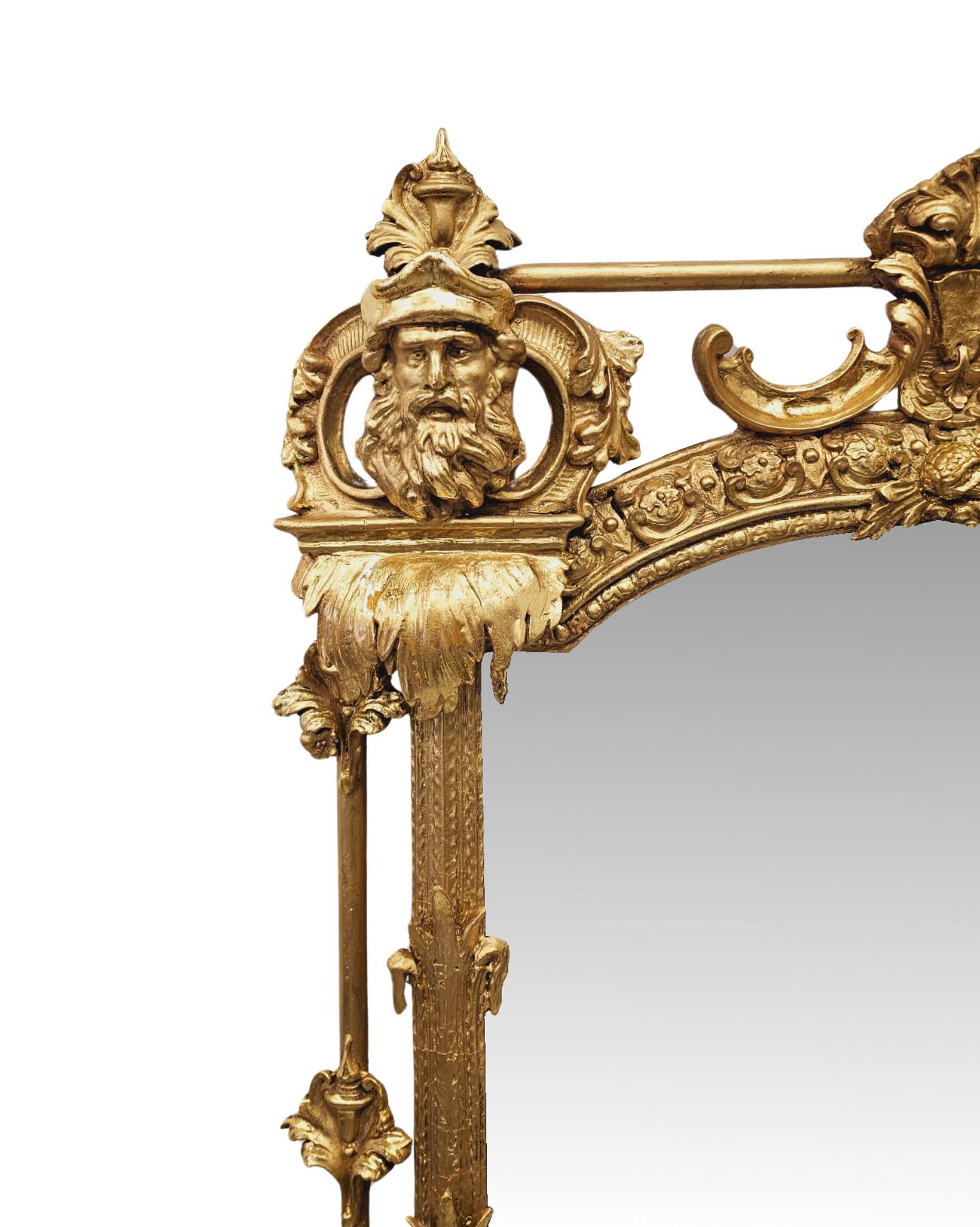 Glass Rare Large Size 19th Century Castle or Country House Overmantel Mirror For Sale