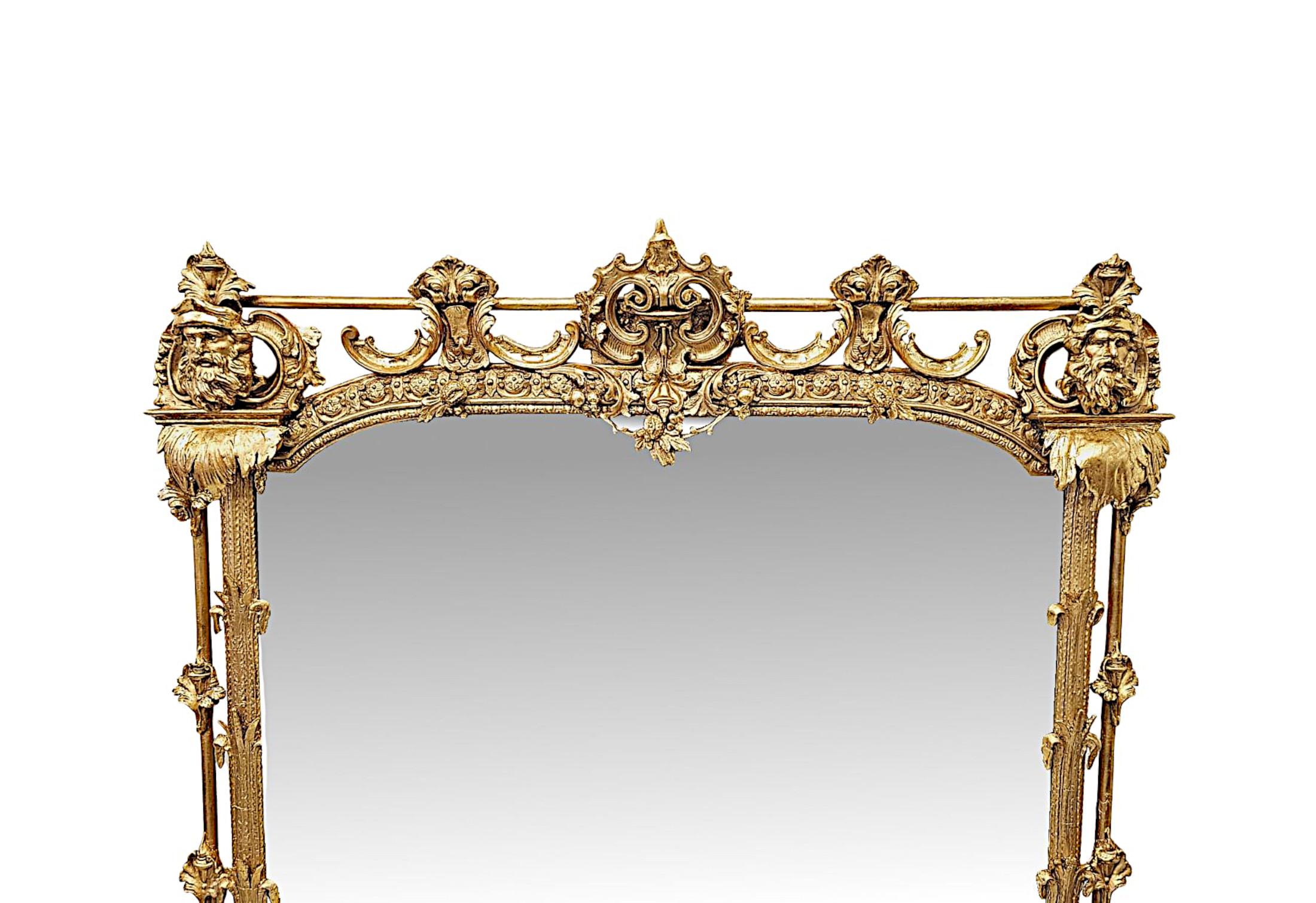 Rare Large Size 19th Century Castle or Country House Overmantel Mirror For Sale 1