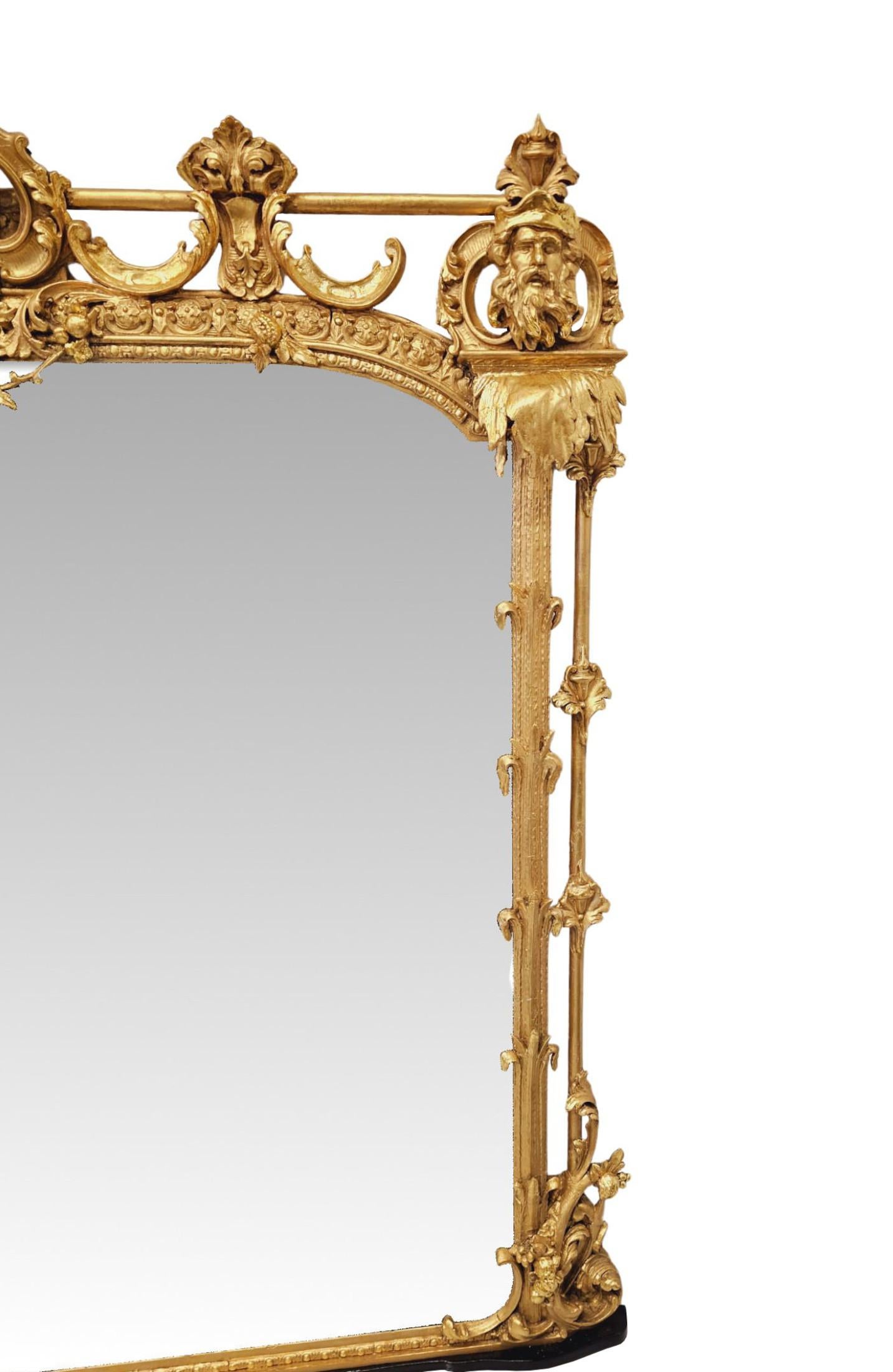 Rare Large Size 19th Century Castle or Country House Overmantel Mirror For Sale 2