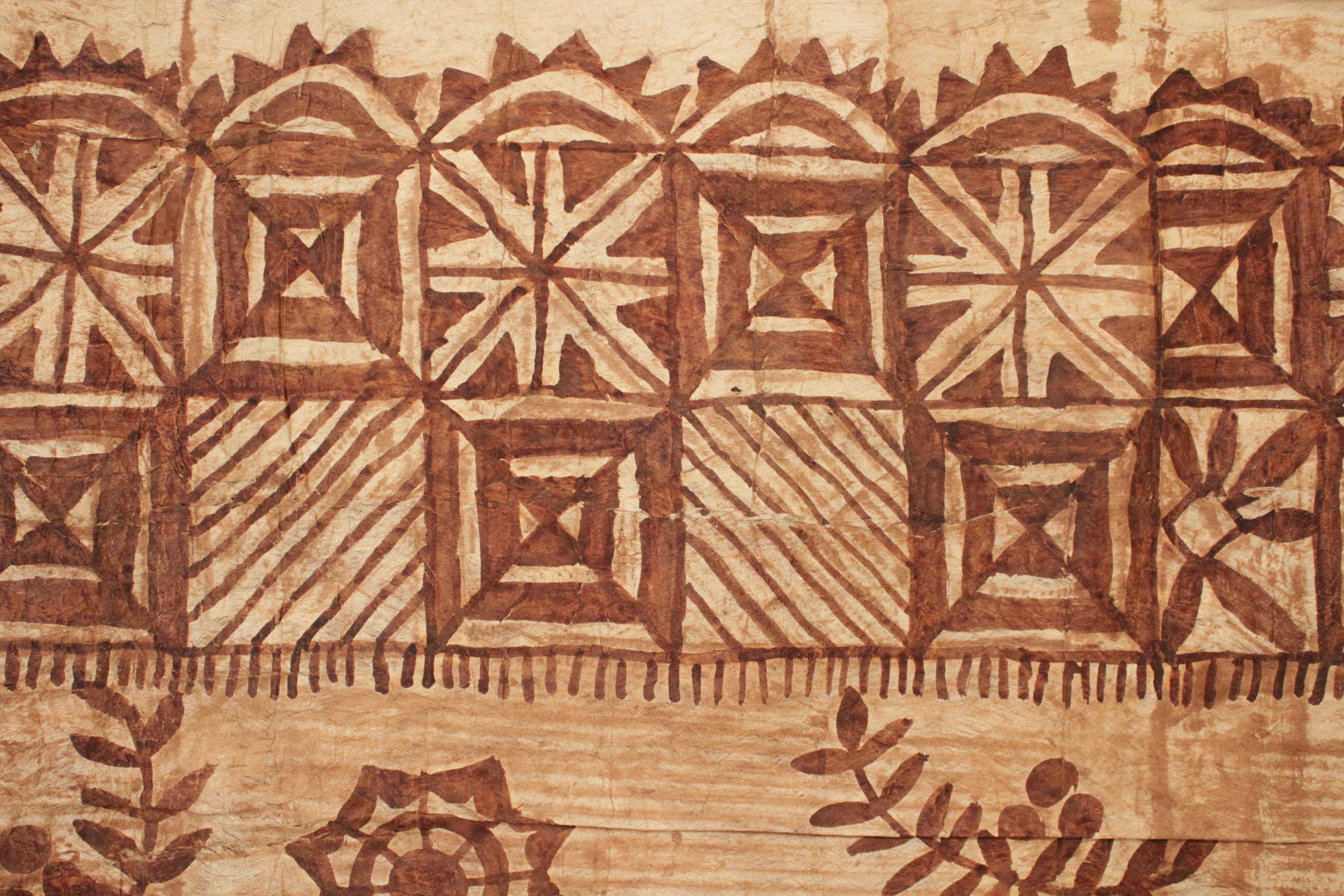Rare grand format ancien tissu Tonga Tapa en vente 7