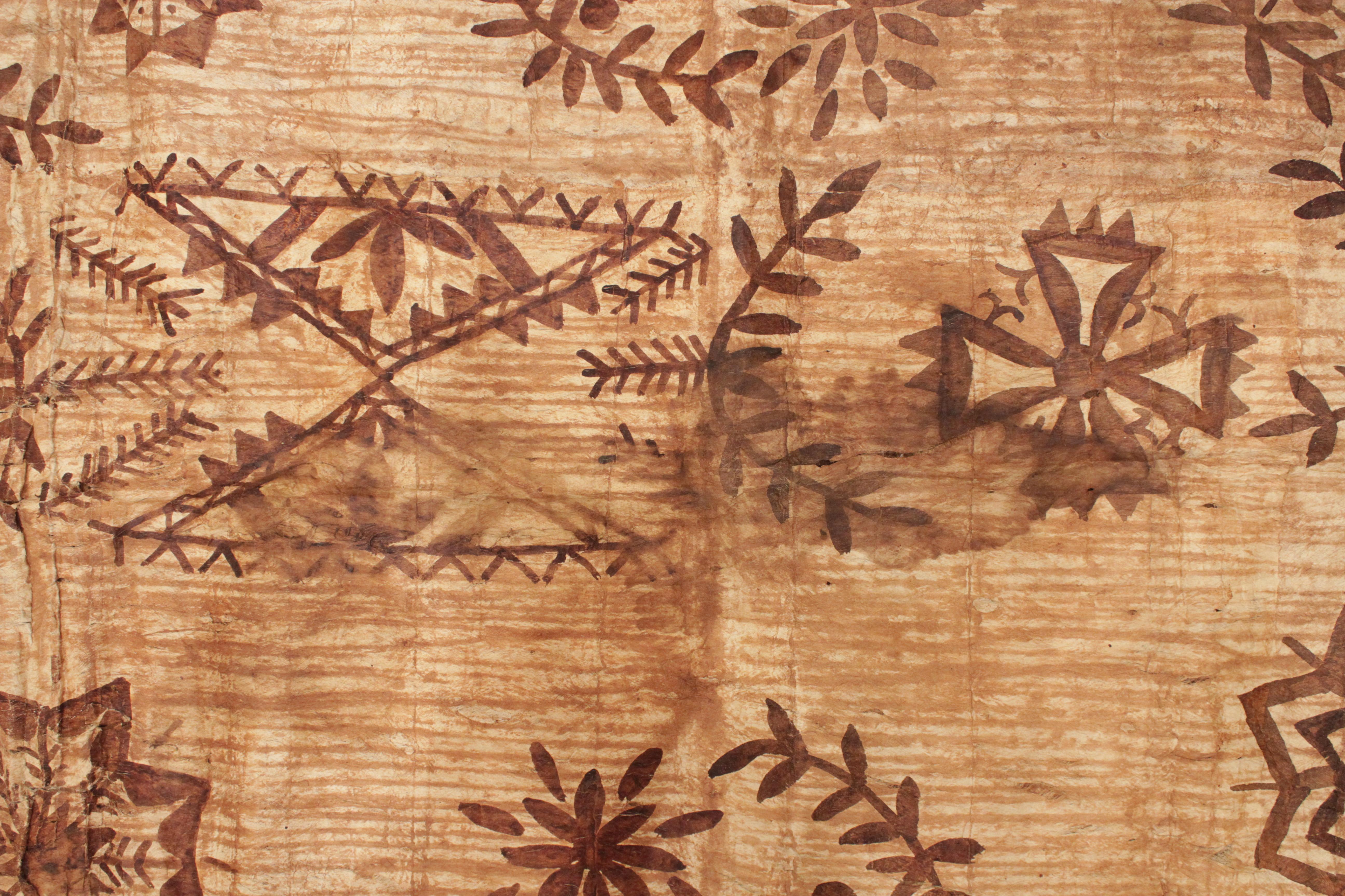 Fibre naturelle Rare grand format ancien tissu Tonga Tapa en vente