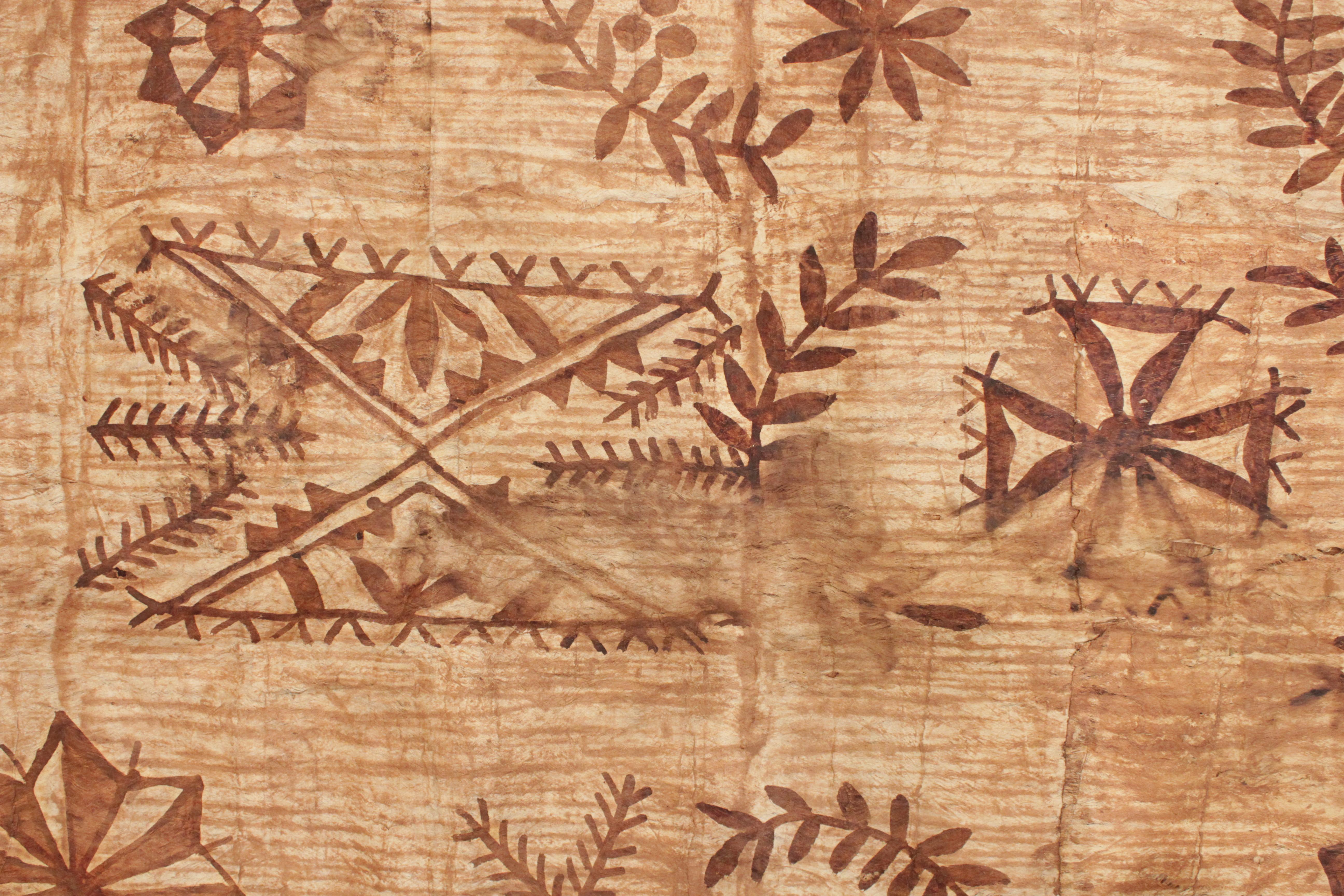 Rare grand format ancien tissu Tonga Tapa en vente 1