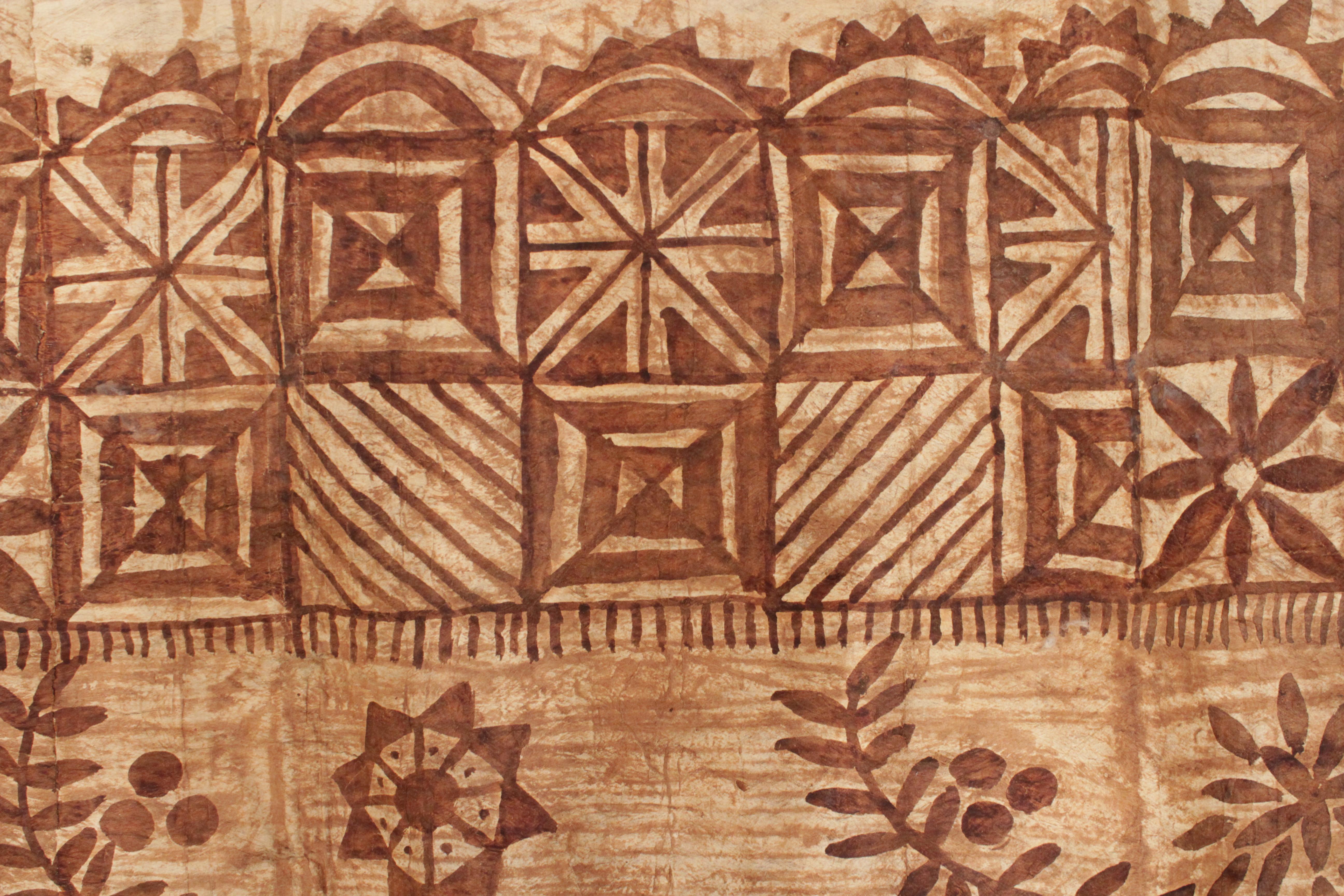 Rare grand format ancien tissu Tonga Tapa en vente 2