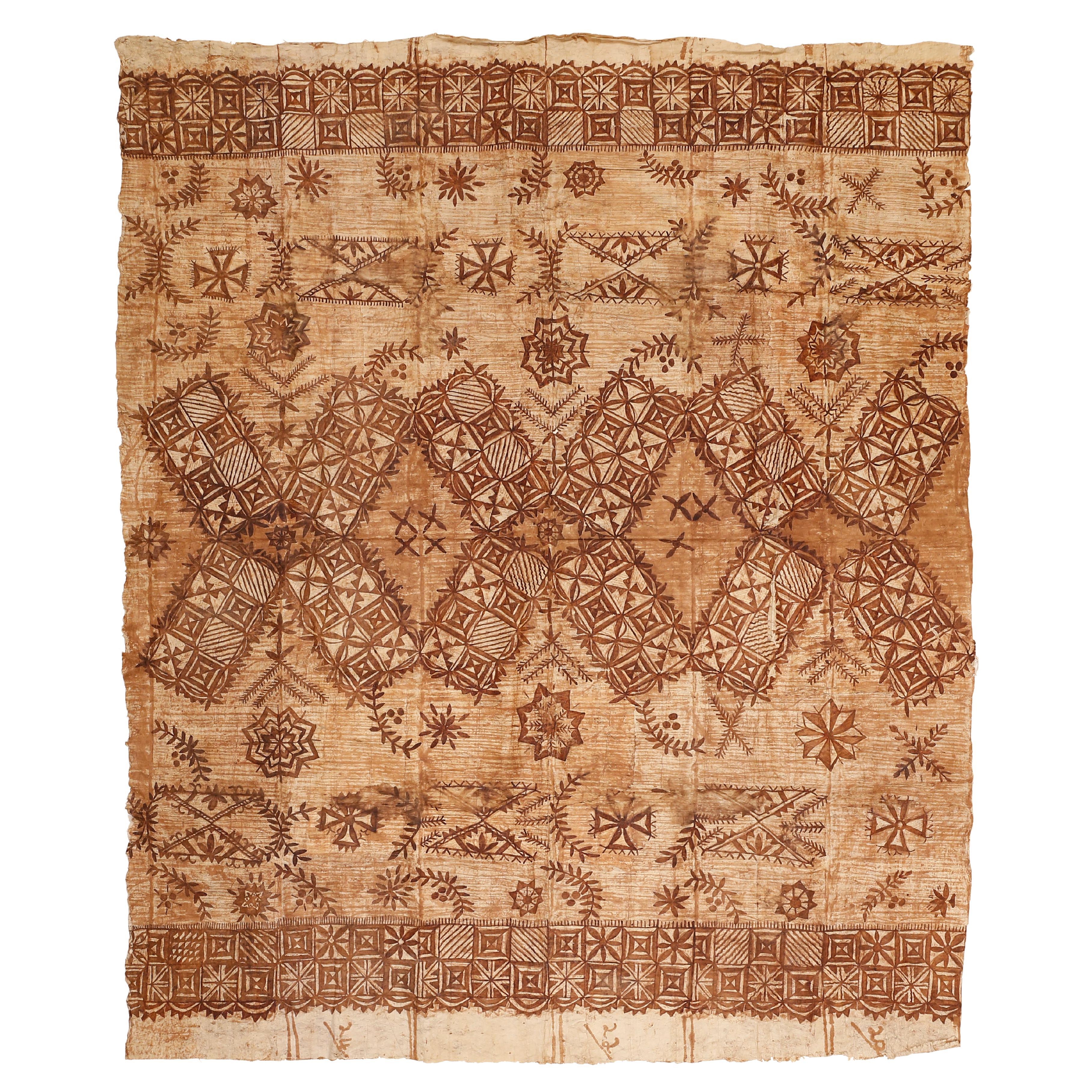 Rare grand format ancien tissu Tonga Tapa en vente
