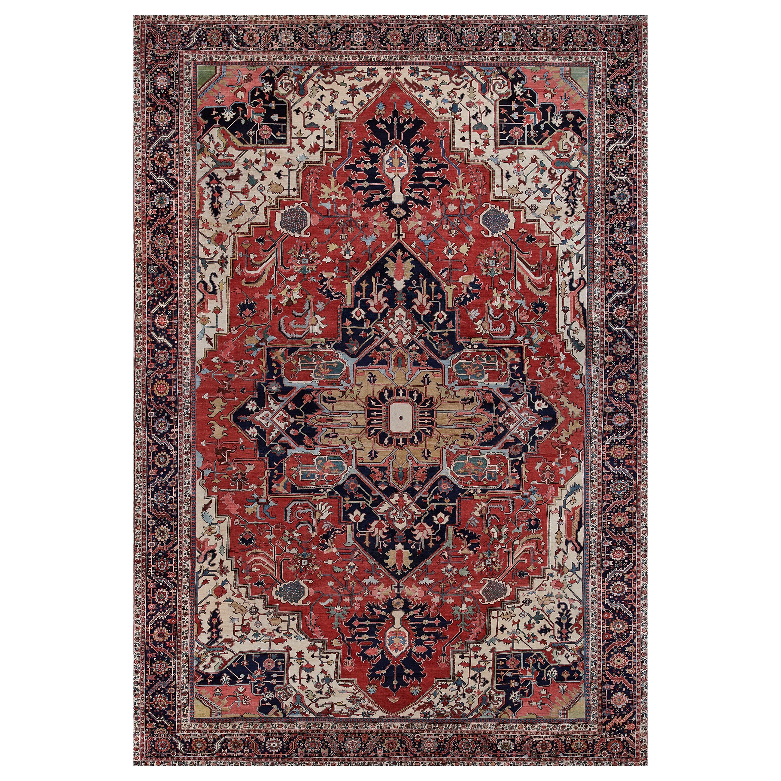 Rare tapis persan Serapi de grande taille en laine traditionnelle tissée à la main