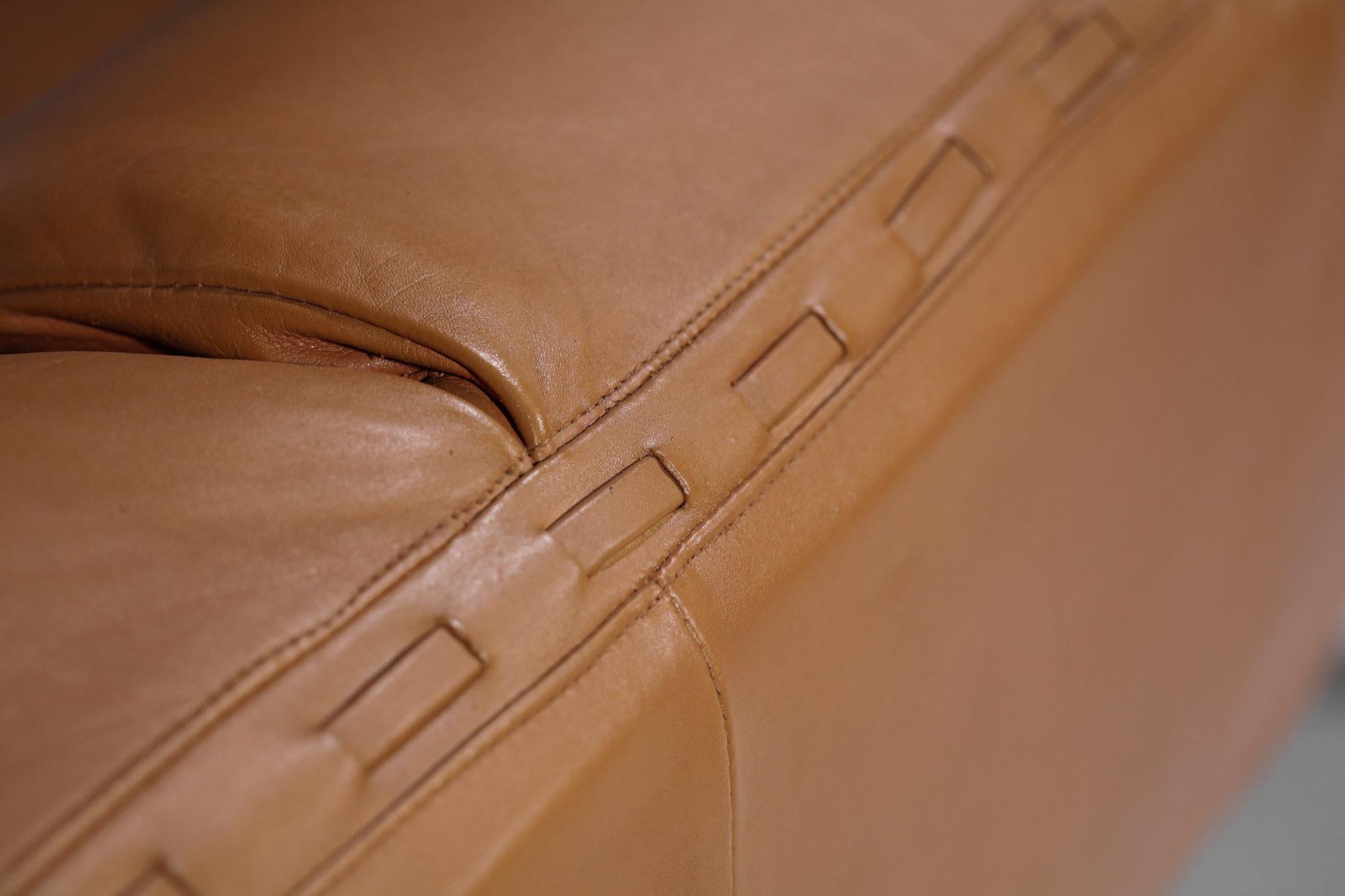 Rare Large Sofa Percival Lafer MP 211 Leather Camel Brazilian Design 60's 7