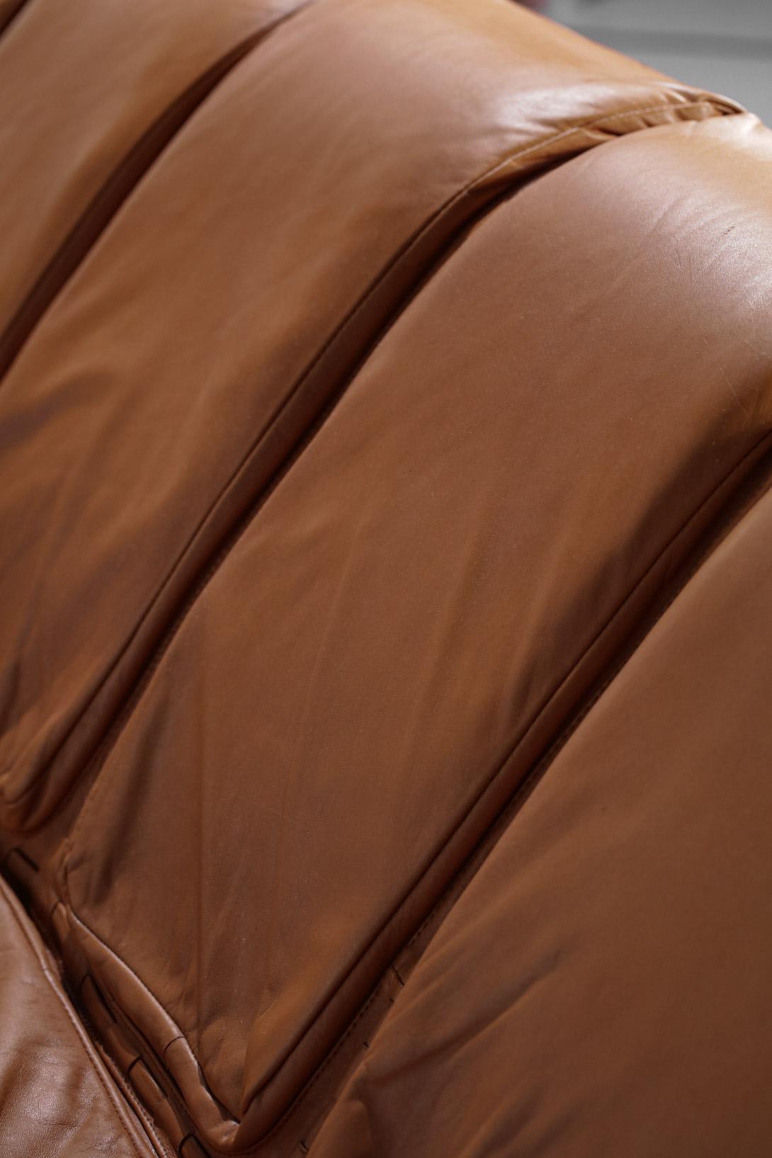 Rare Large Sofa Percival Lafer MP 211 Leather Camel Brazilian Design 60's 8