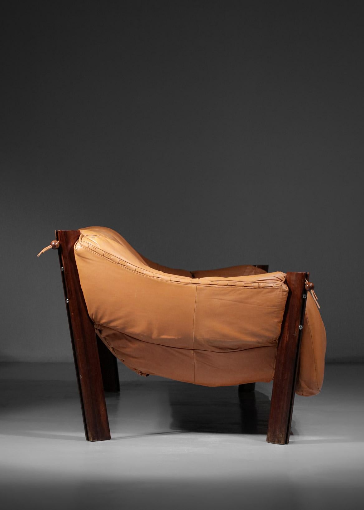 Rare Large Sofa Percival Lafer MP 211 Leather Camel Brazilian Design 60's 12
