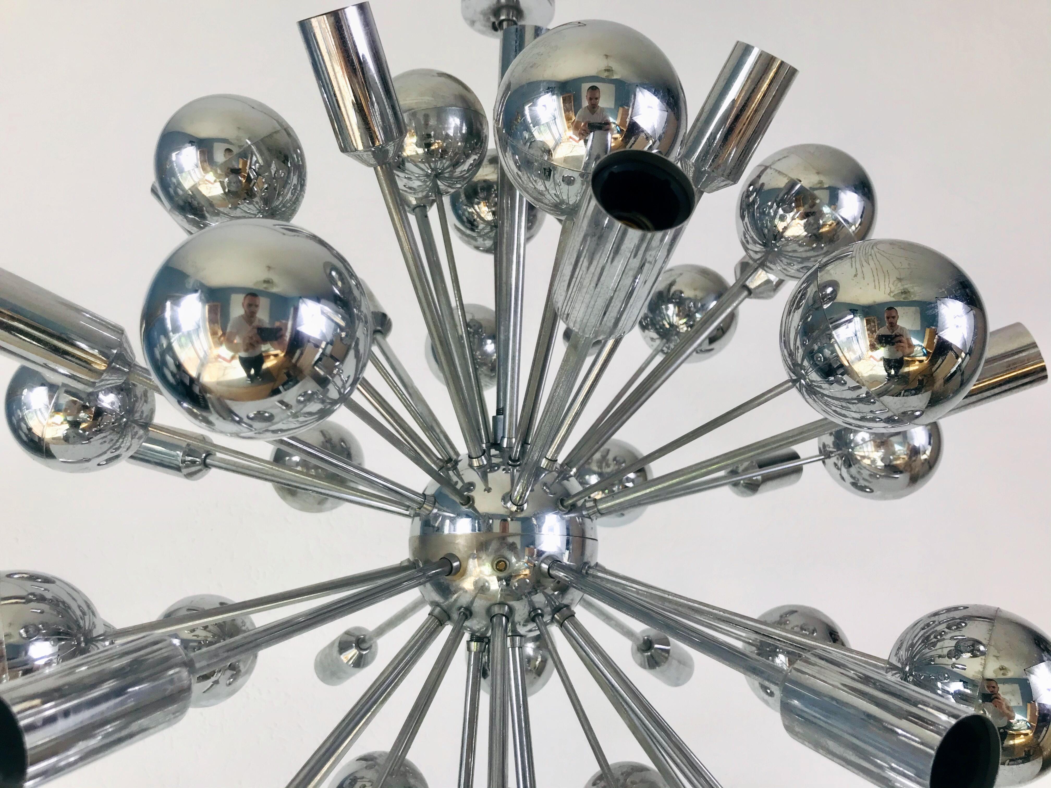 Rare Large Space Age Chrome Chandelier by Cosack Leuchten, 1970s, Germany For Sale 4